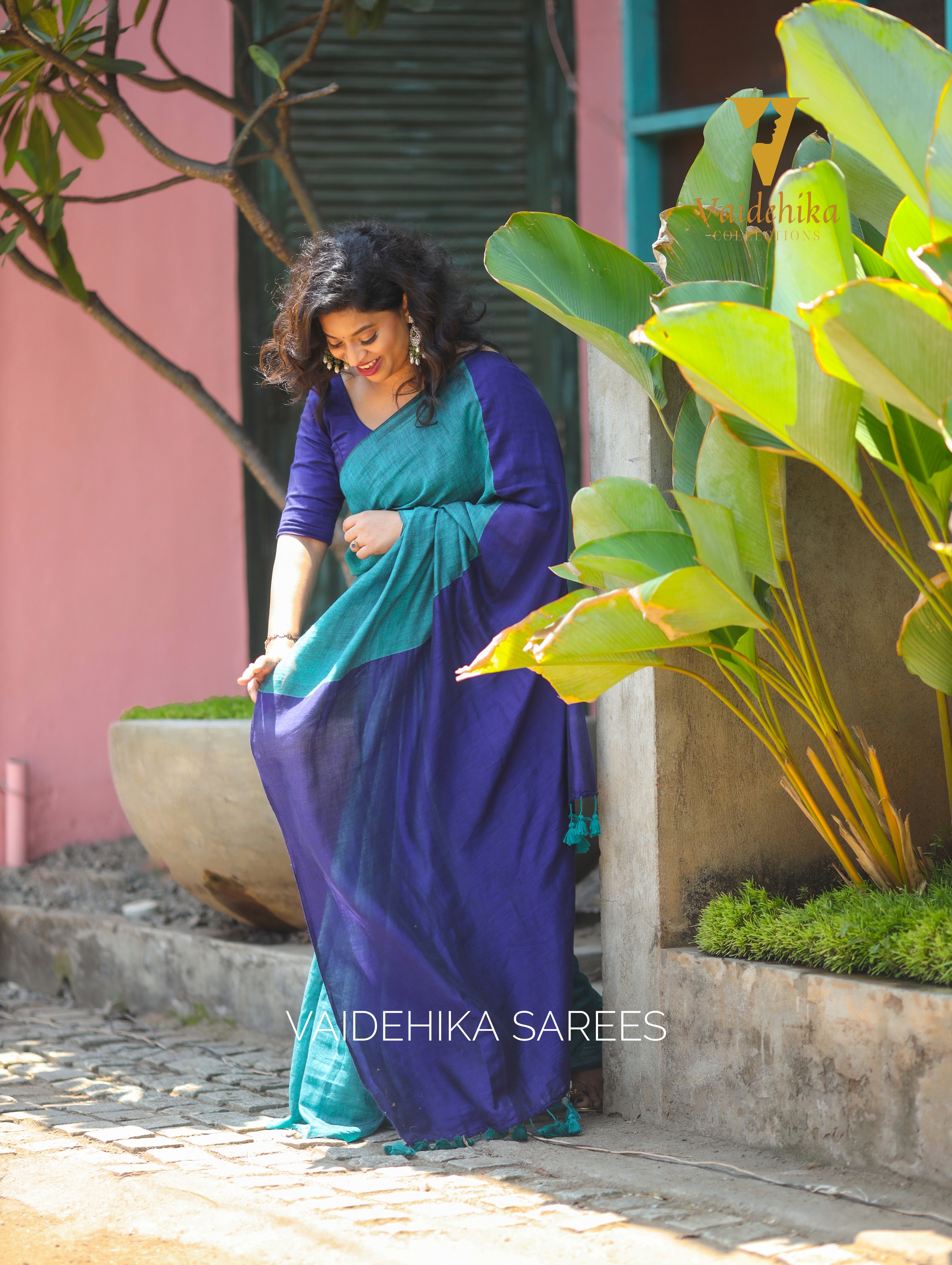 AMRUTHA BLUE SAREE Thrift-VCK012