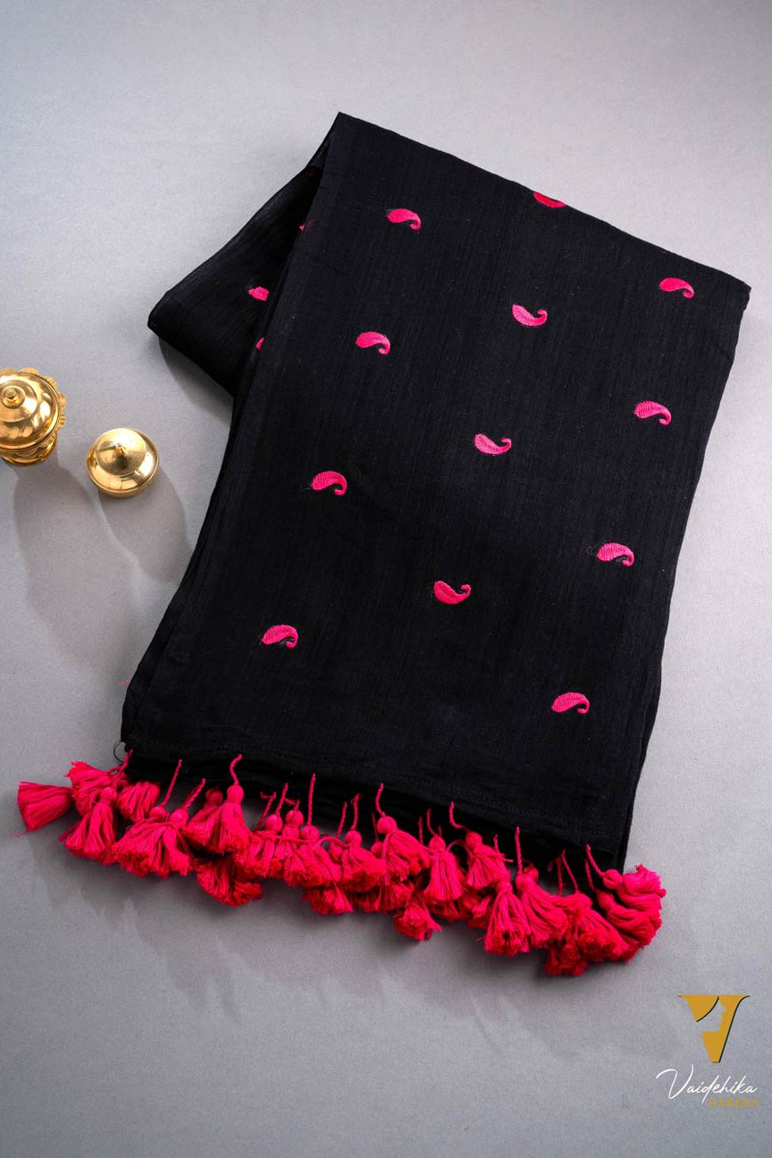 Alphonsa Black Saree Thrift-VCM297
