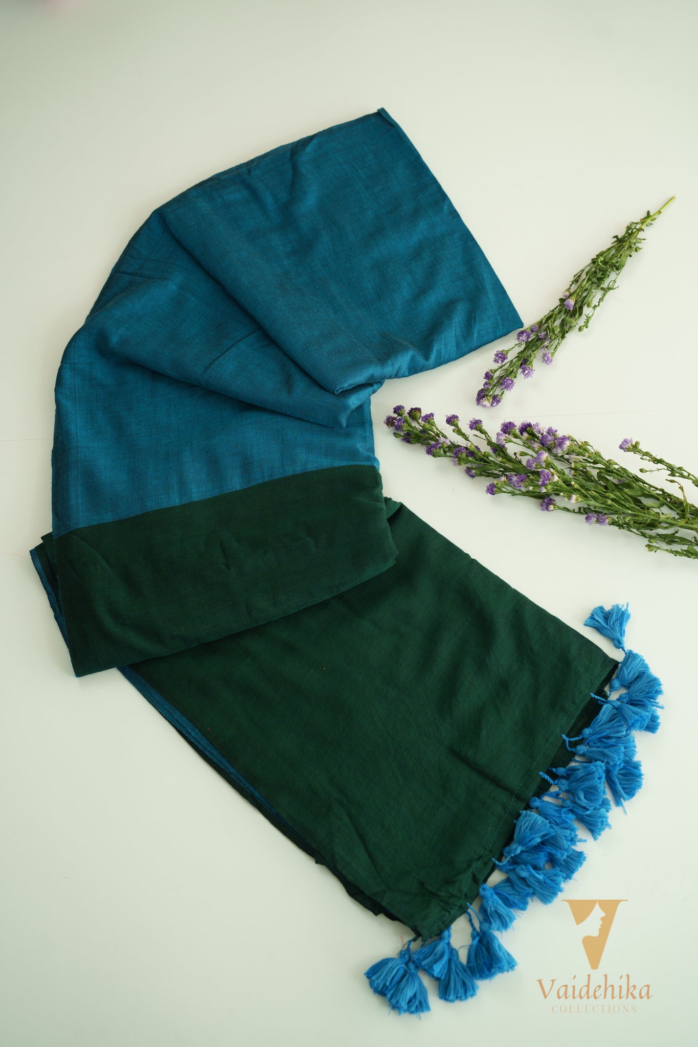 AMRUTHA BLUE AND GREEN SAREE-VCK009