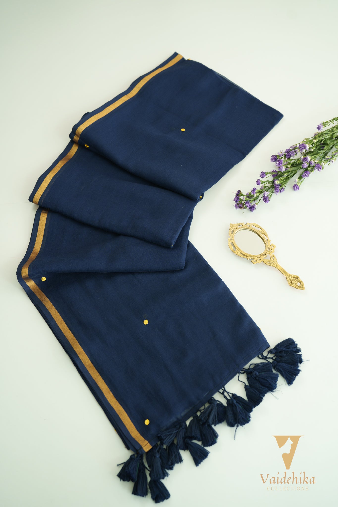 Chumak Gini Blue Saree With Boder - VCM030