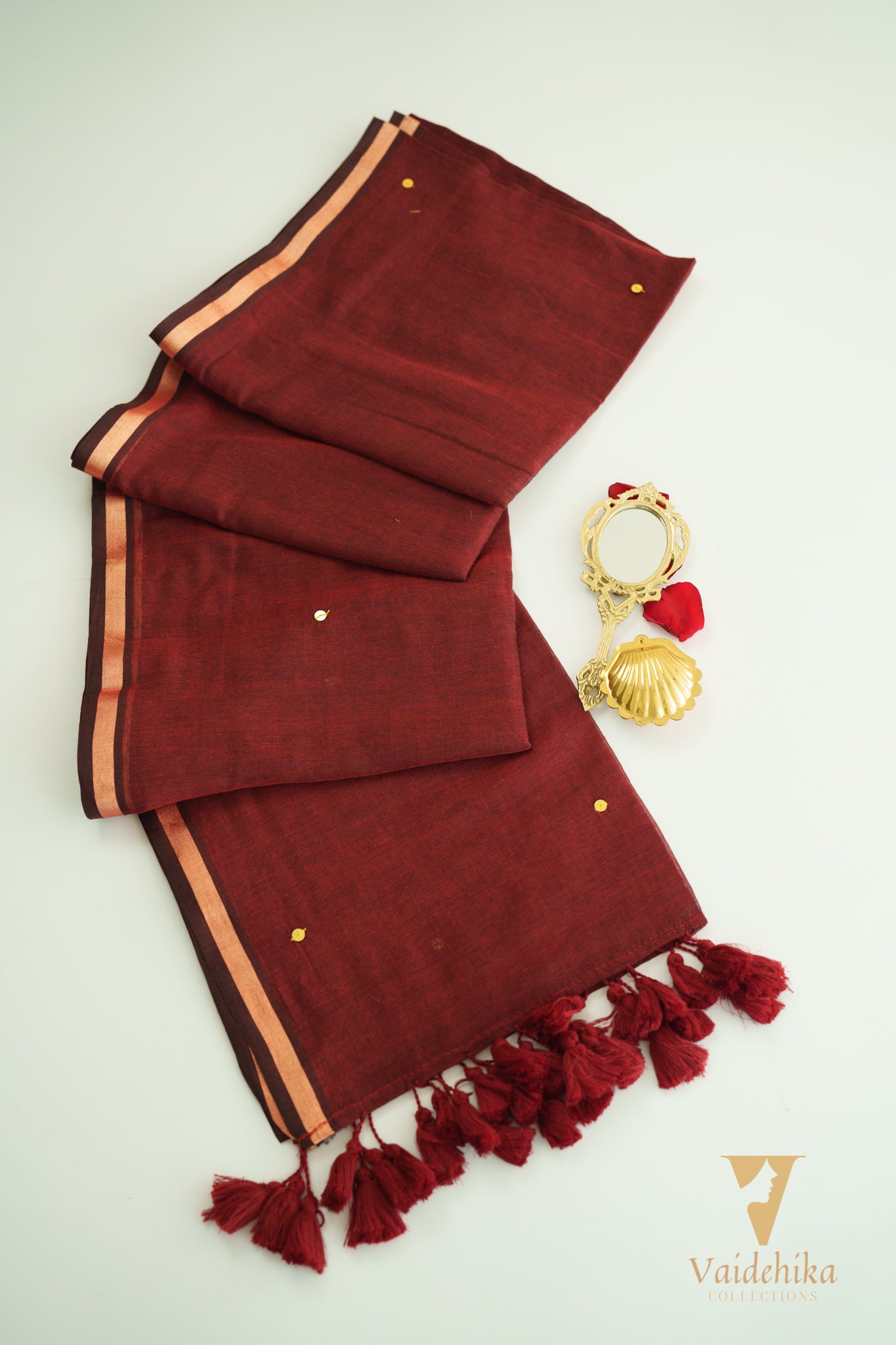 Chumak Gini Maroon Saree With Border-VCM366