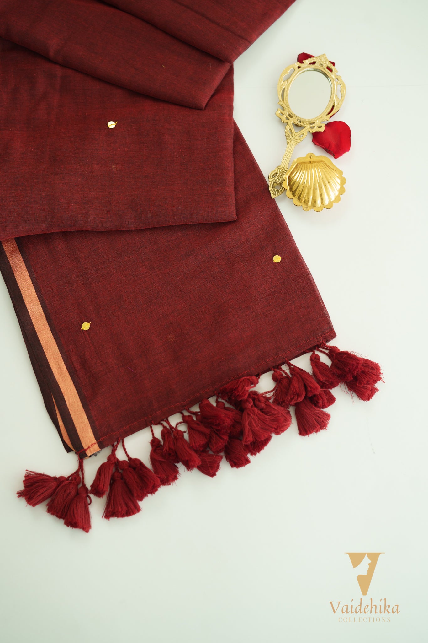 Chumak Gini Maroon Saree With Border-VCM366