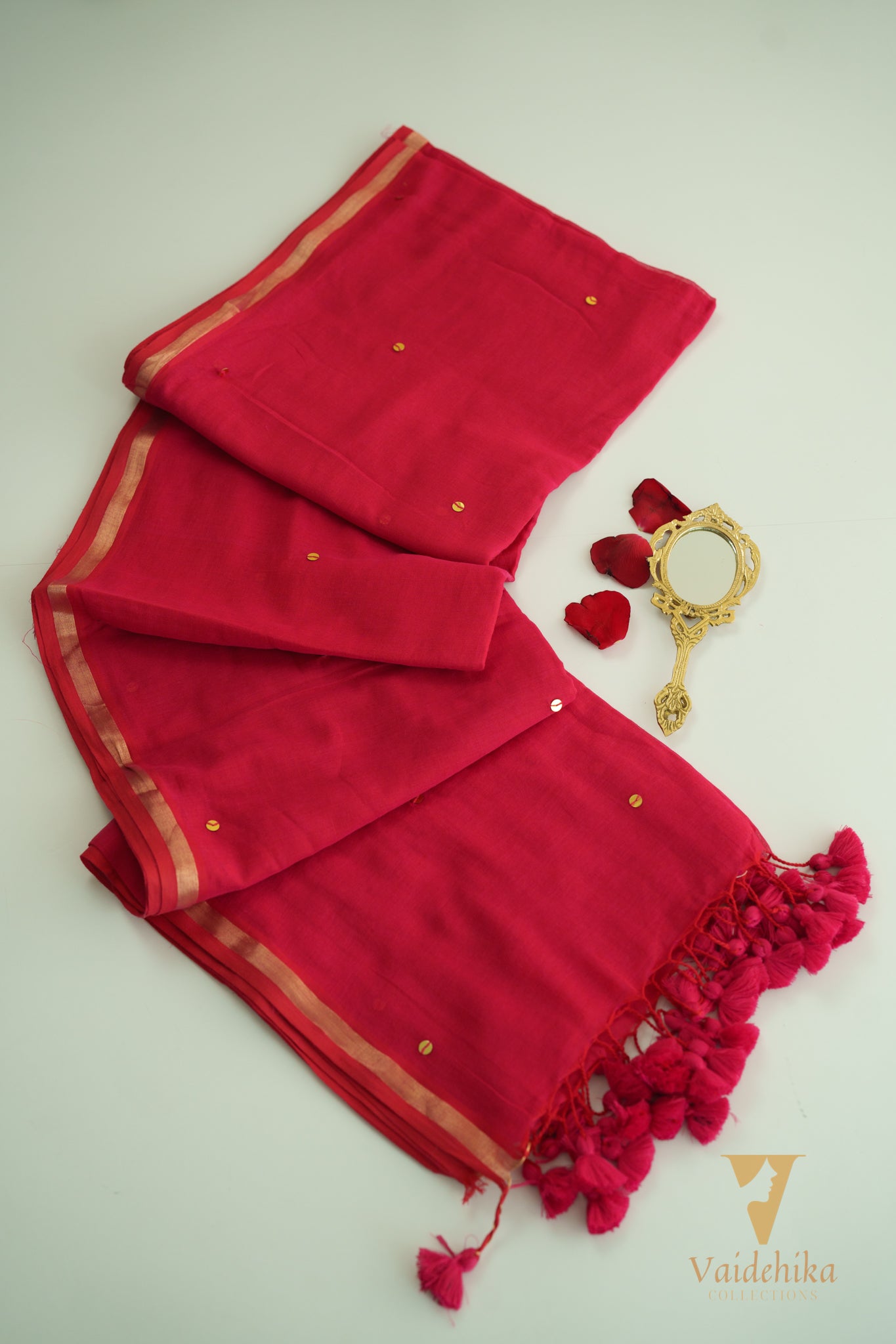 Chumak Gini Pink With Border Saree-VCM023