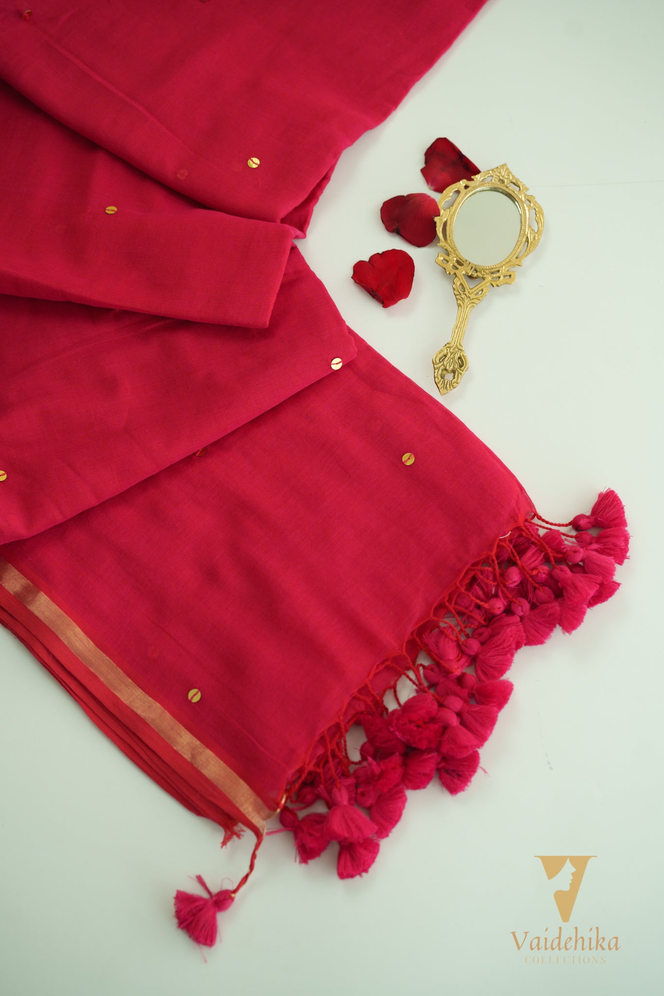 Chumak Gini Pink With Border Saree-VCM023