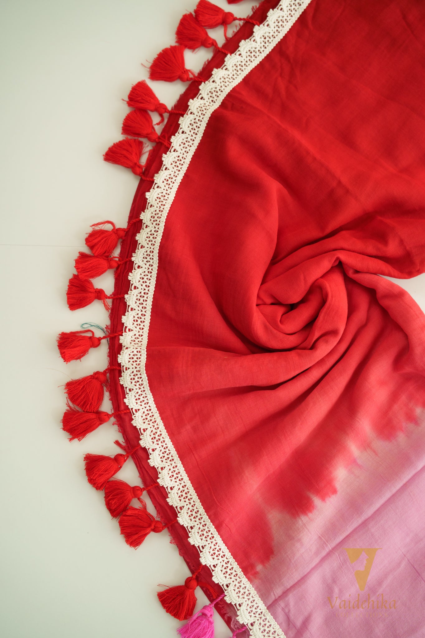 SPLASH RED&PINK SAREE-VCM257