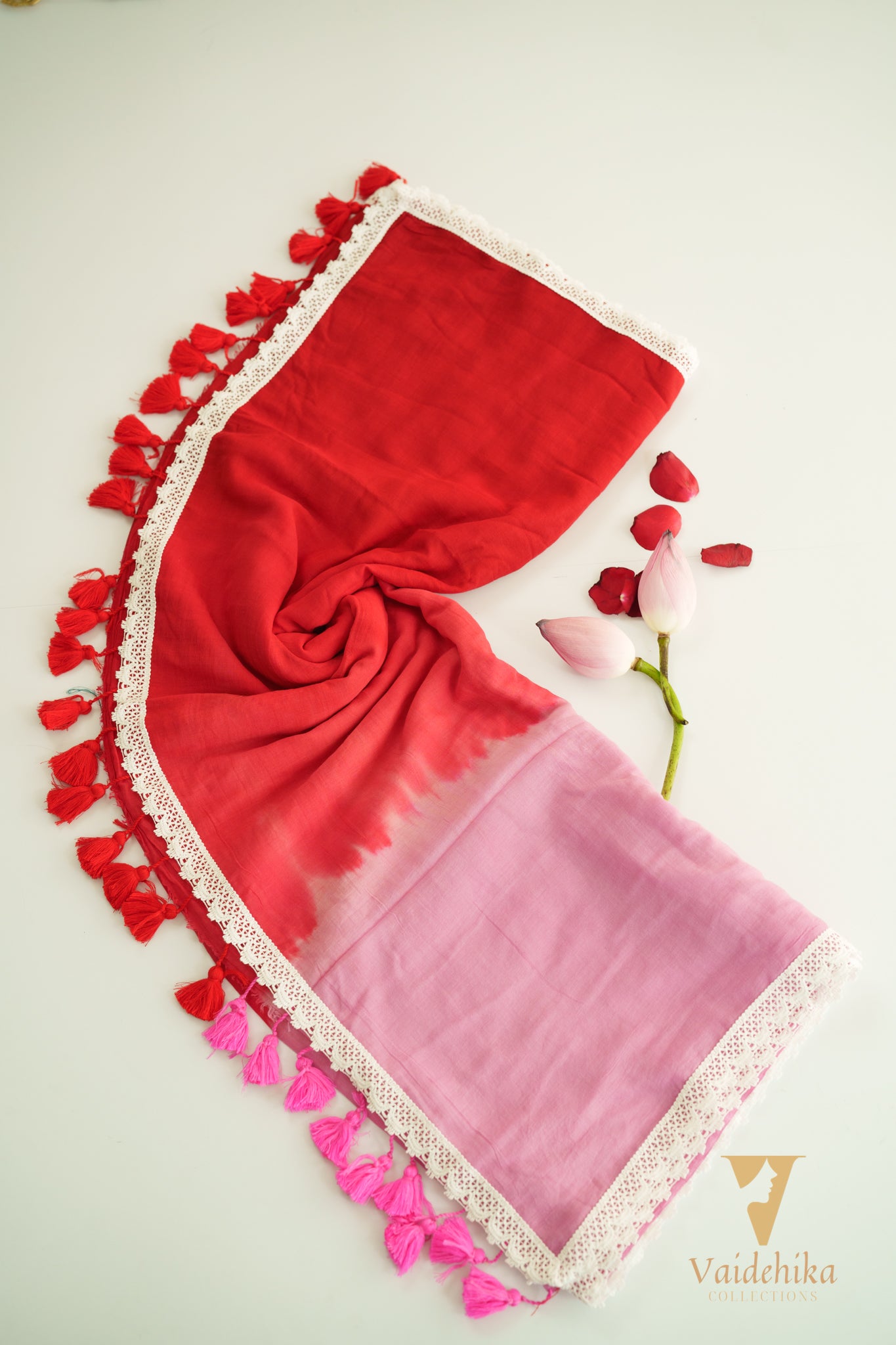 SPLASH RED&PINK SAREE-VCM257