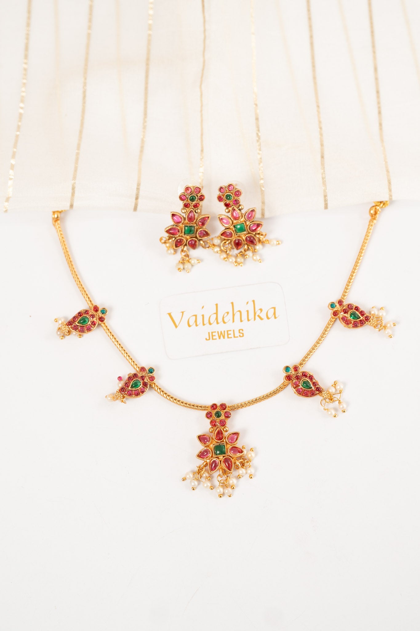 SIMPLE NECKLACE WITH EARRINGS SET-VJC006