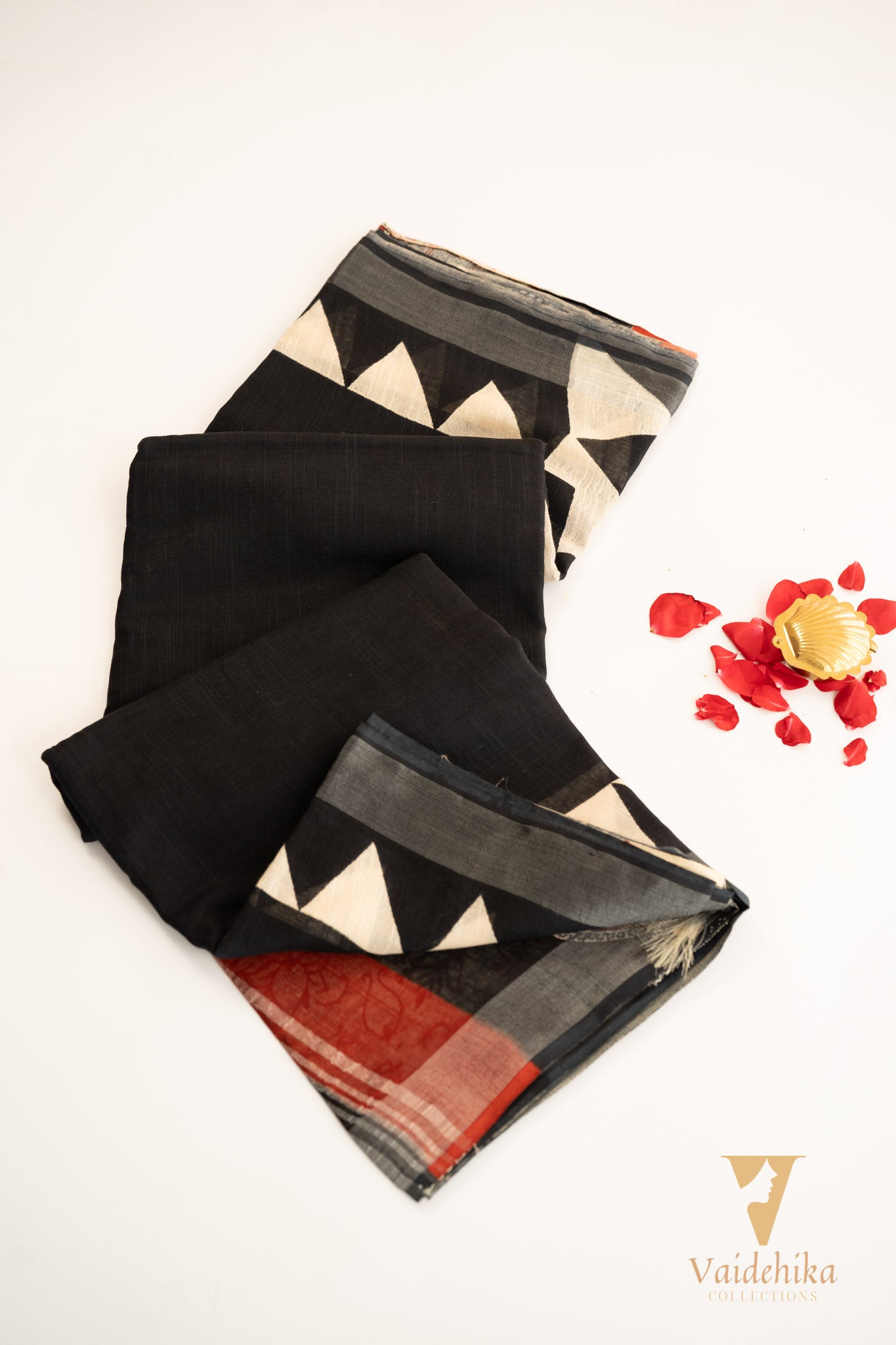 GEOMETRIC PATTERN LINEN COTTON SAREE-PLCGP1