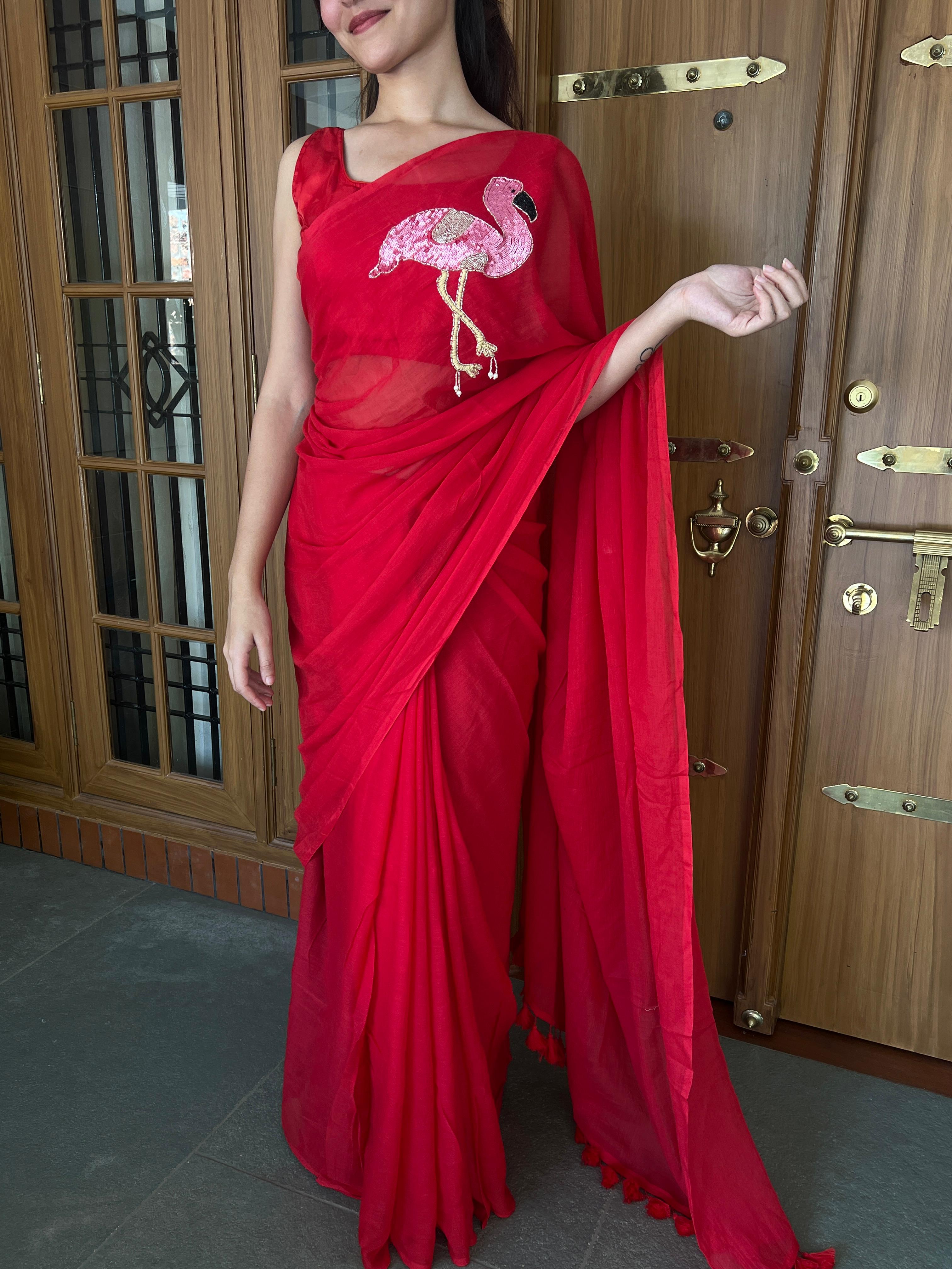 Flamingo Saree-PMCSQR2