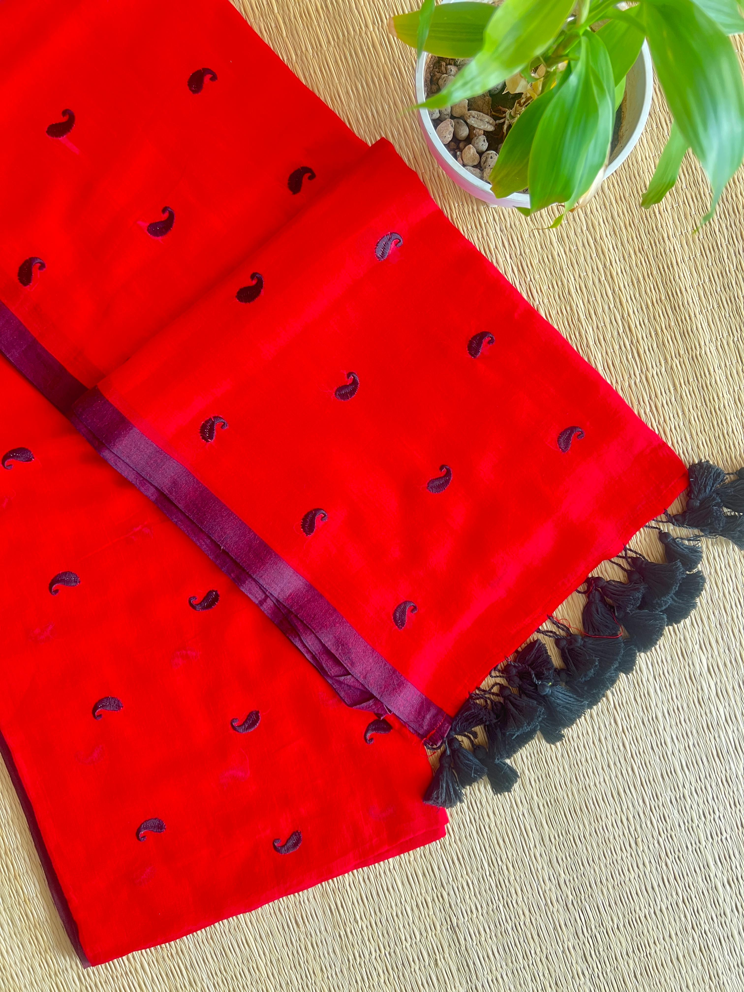 ALPHONSA RED SAREE-VCM101