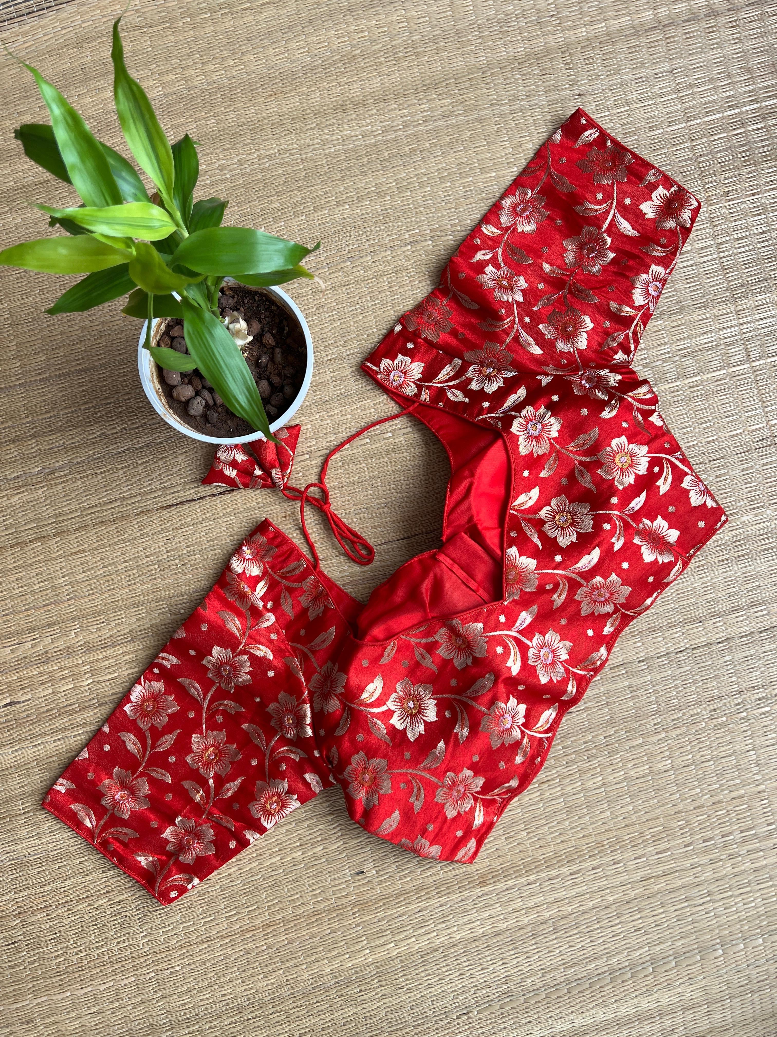 FLORAL BROCADE BLOUSE-VCB019