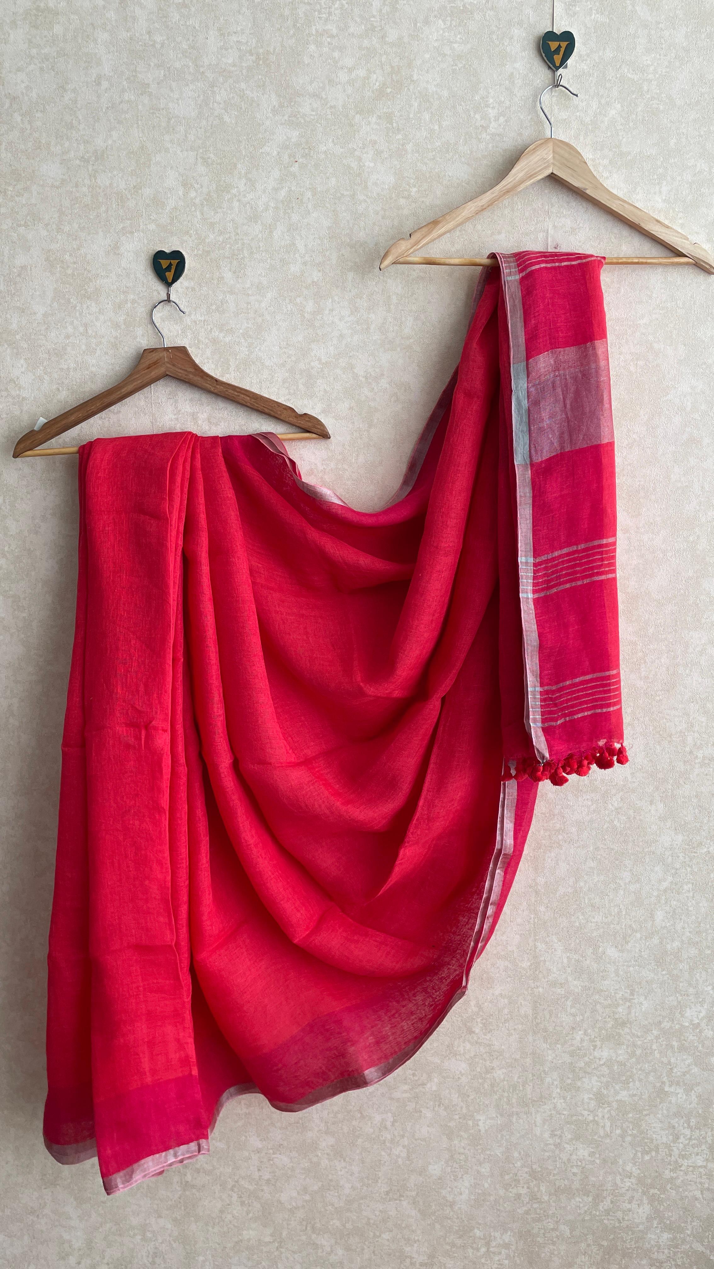 JAYA SREE LINEN PEACH SAREE-VCL006