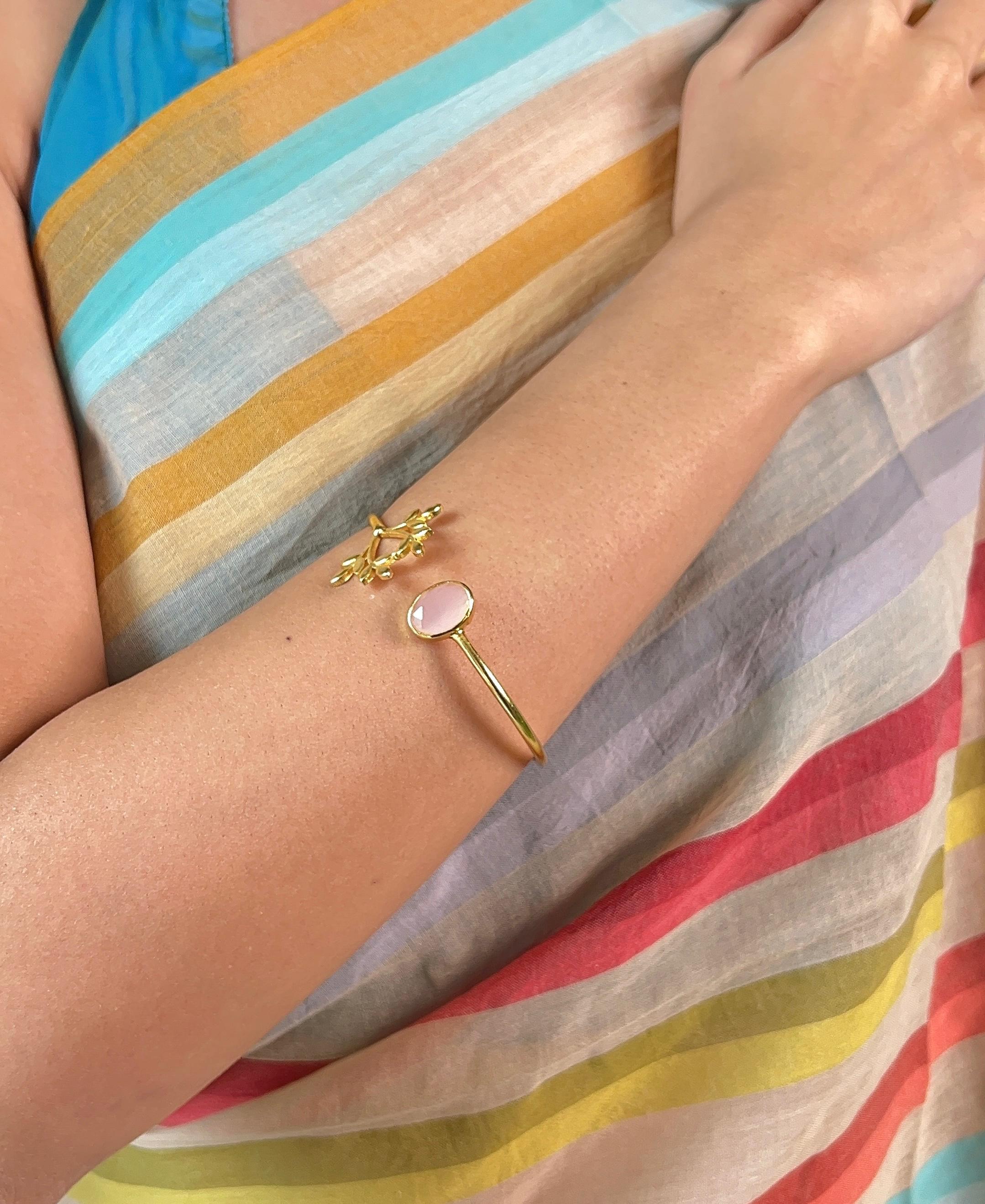 Stone Stem Brass Bangle-VJBR007