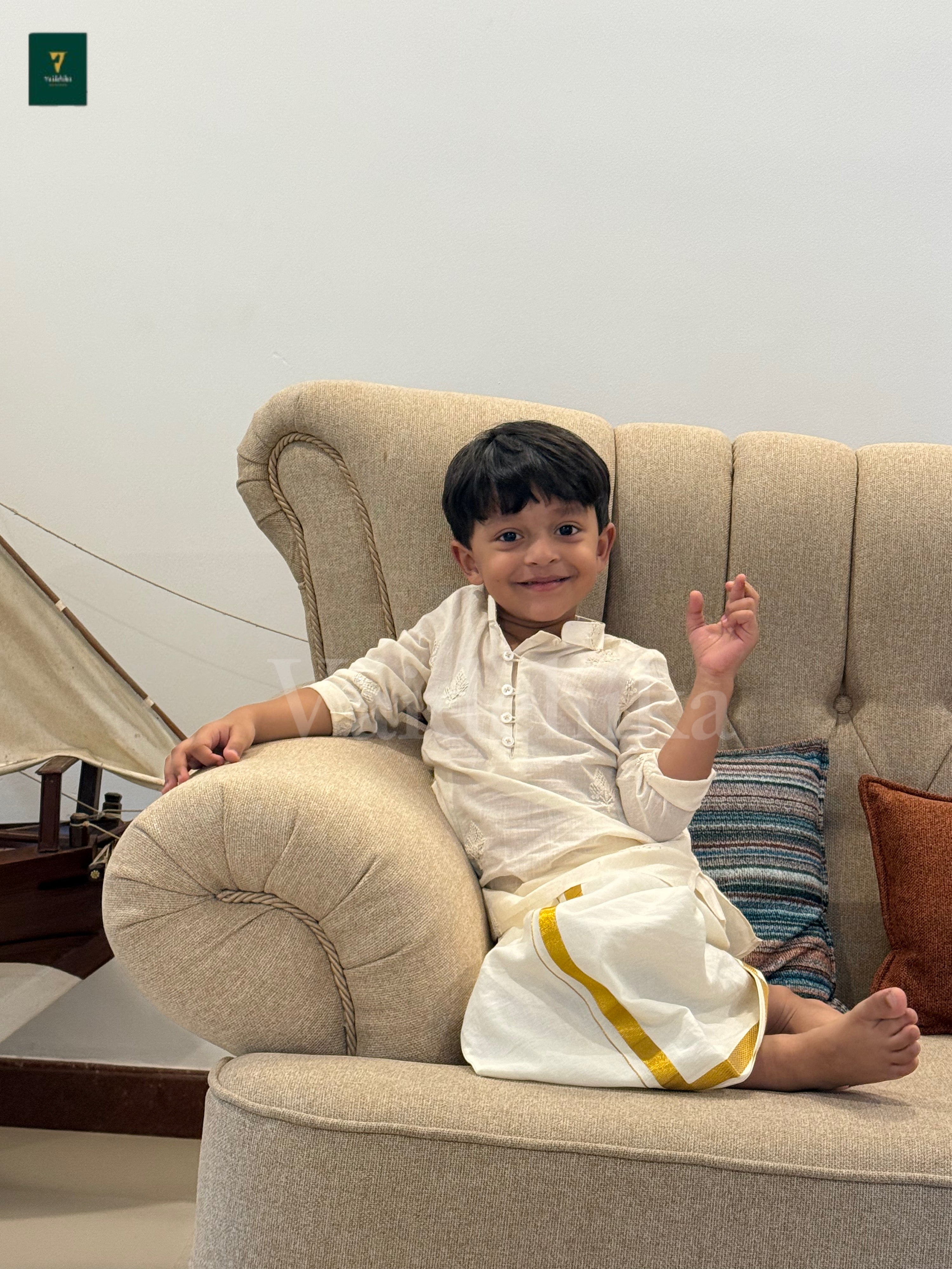 Off White Kerala Kurta - KT004