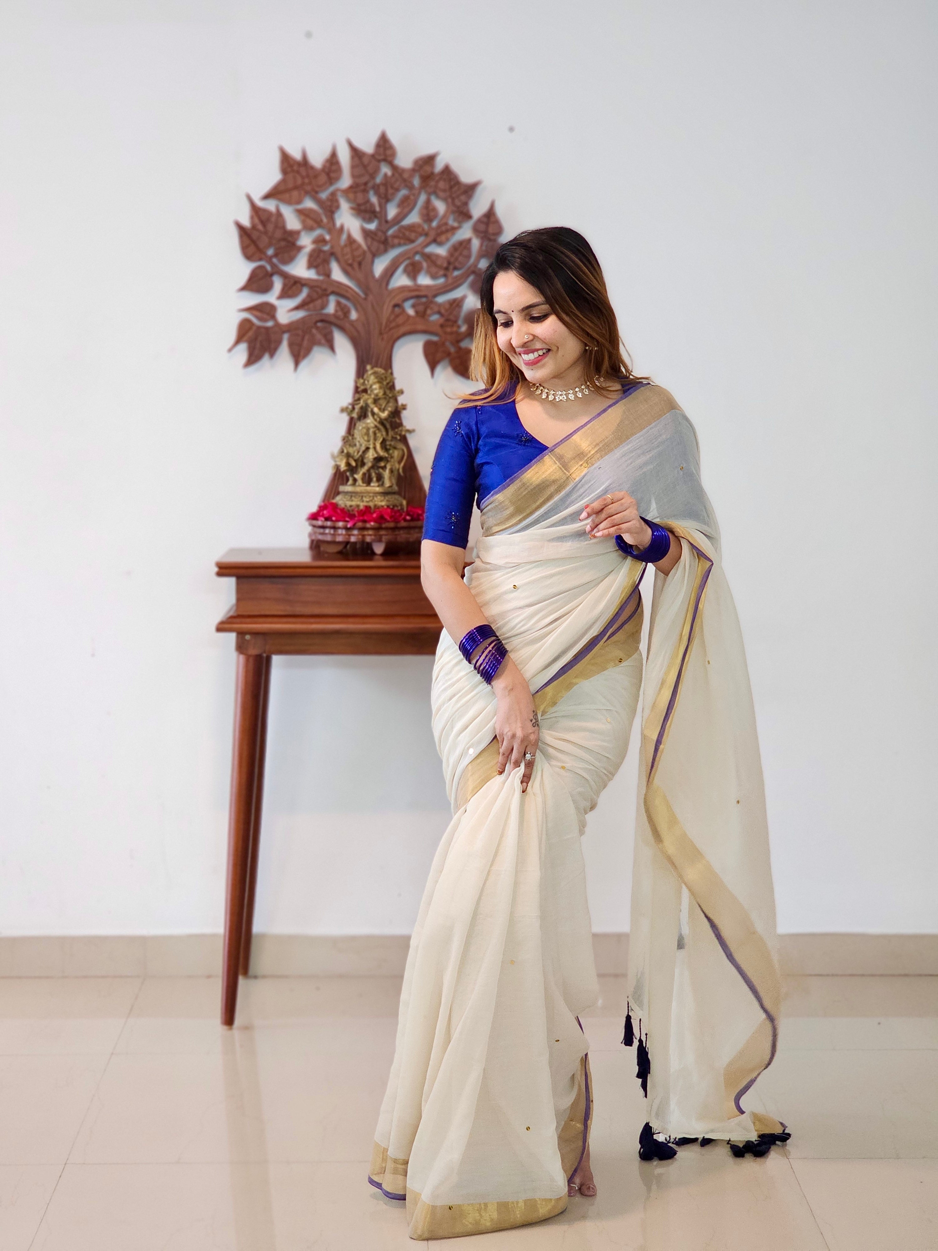 Parvathy Navy Blue Saree - VCM077