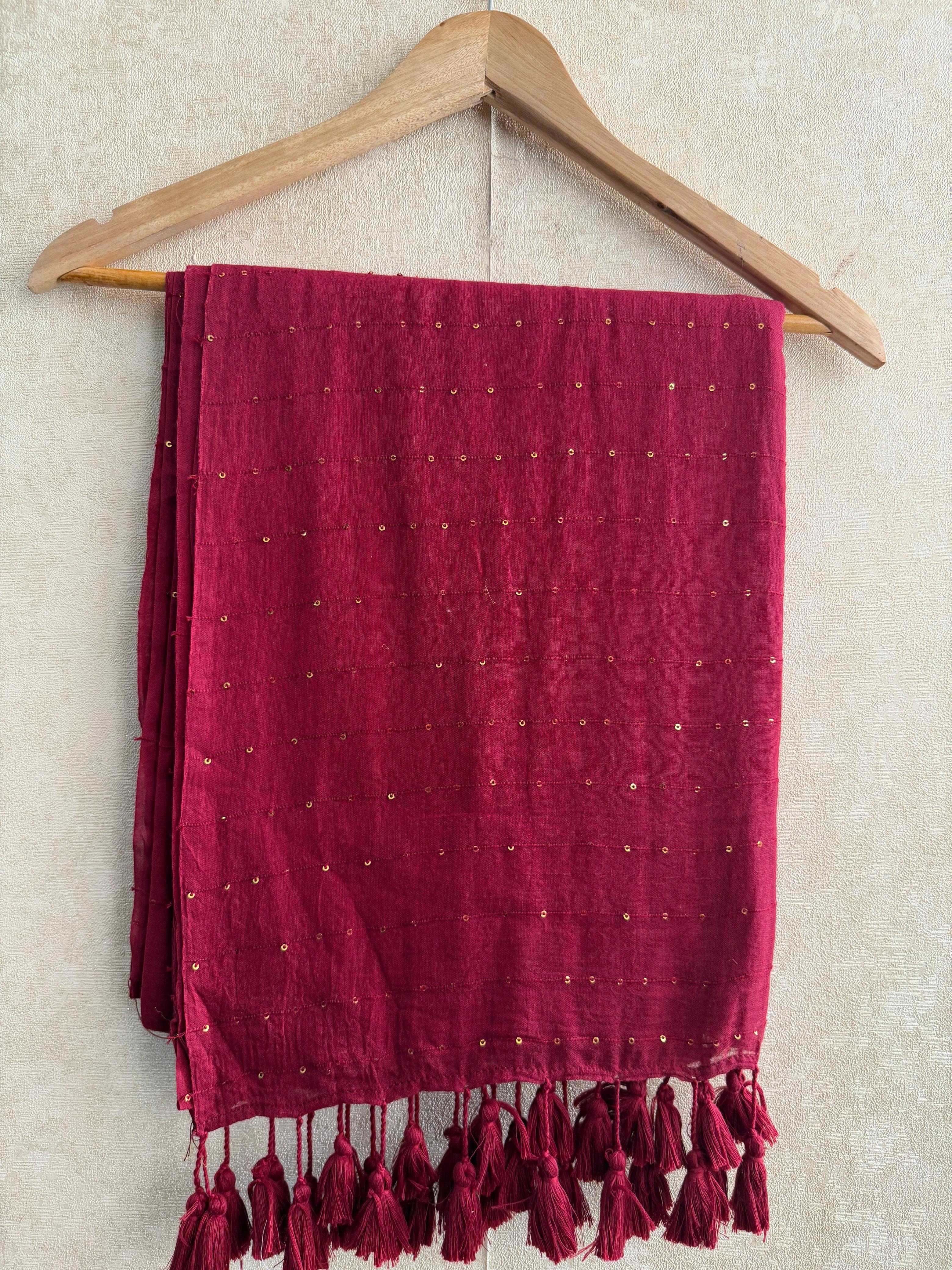 Pattas Maroon Saree-MCJKMR1