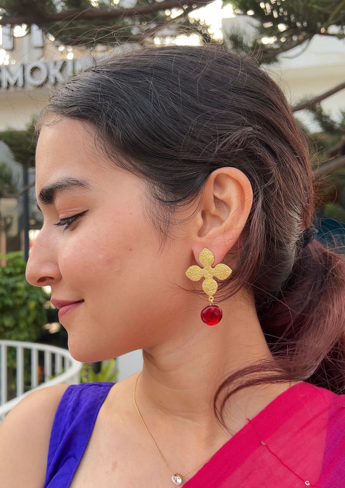 Ruby Blossom Earrings- VJLE04