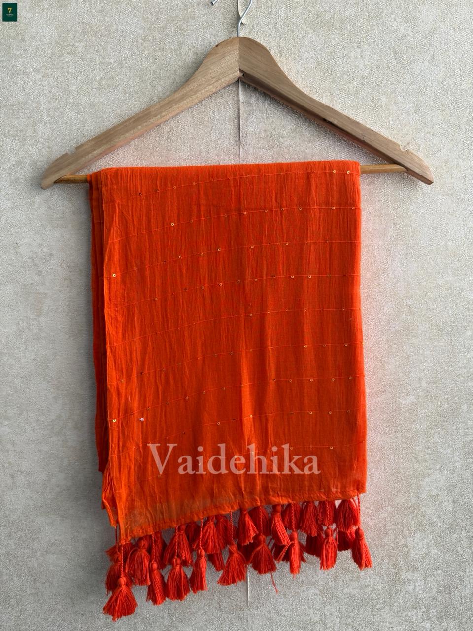 Pattas Orange Saree-PSQPCO3