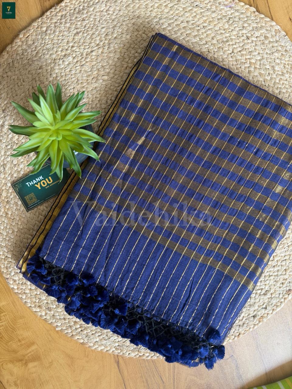 Mandra Blue Saree Thrift-VT44