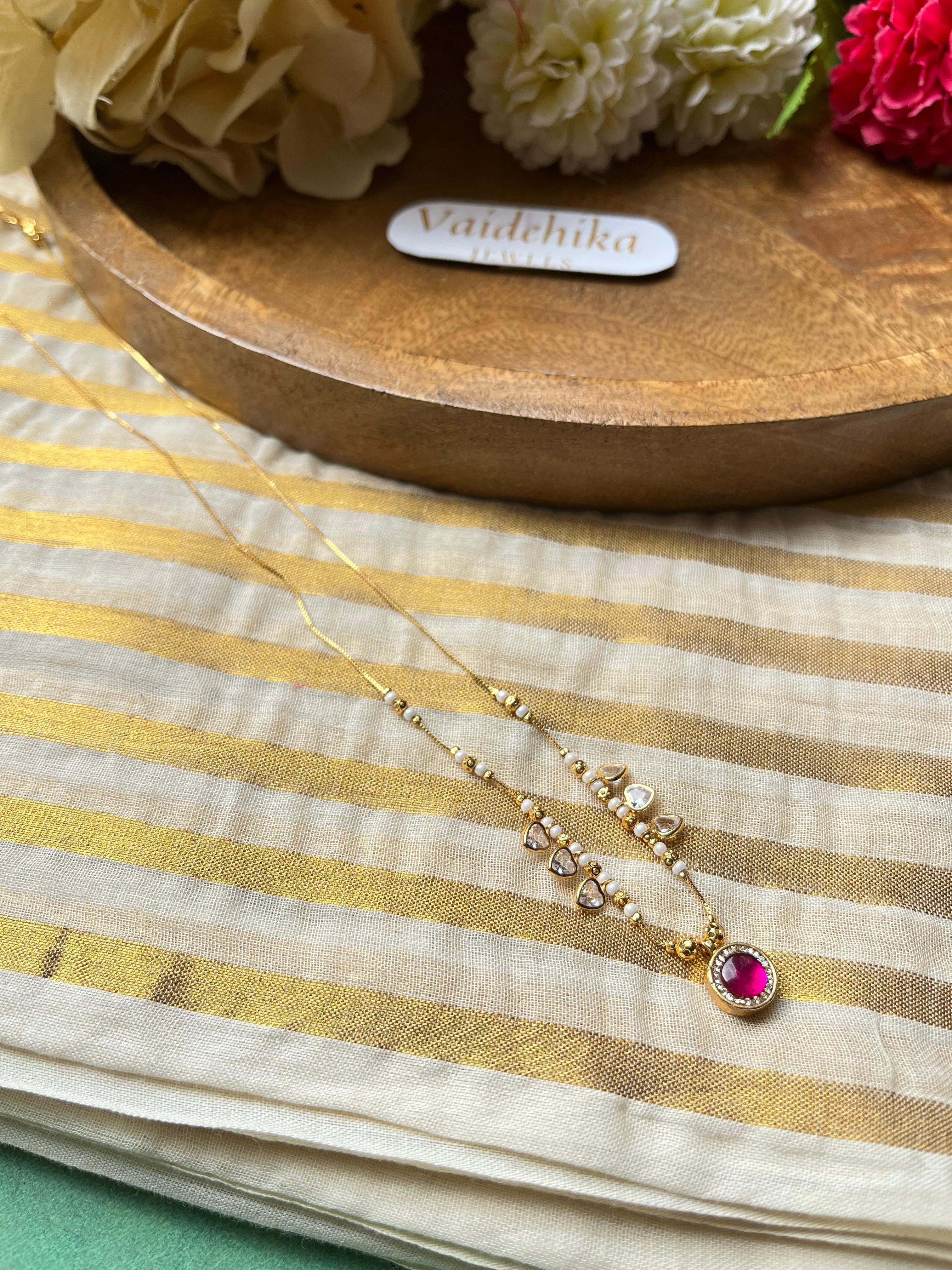 Ruby Blossom Necklace-VJAD016