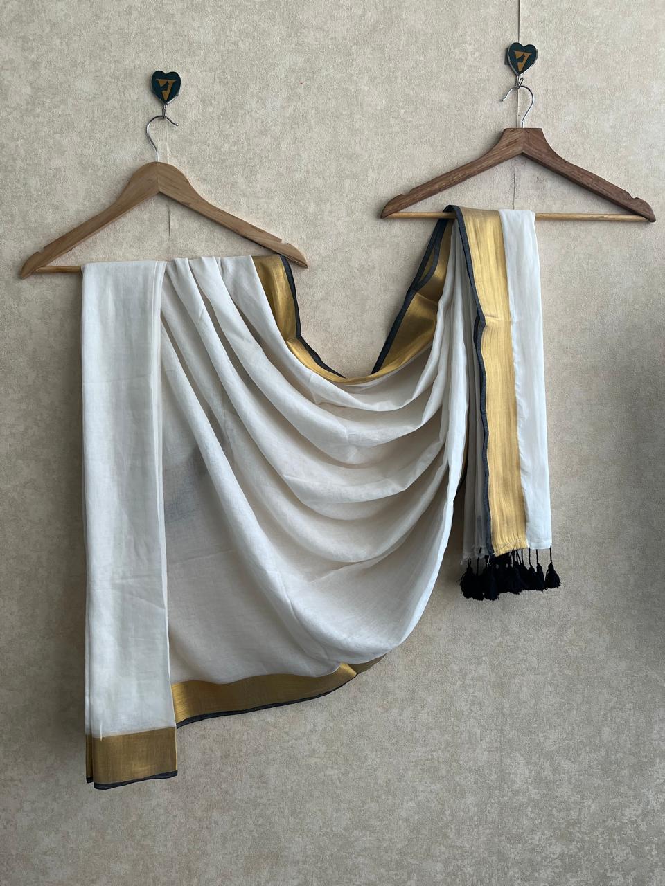 Agni Black (white saree)-VCM259