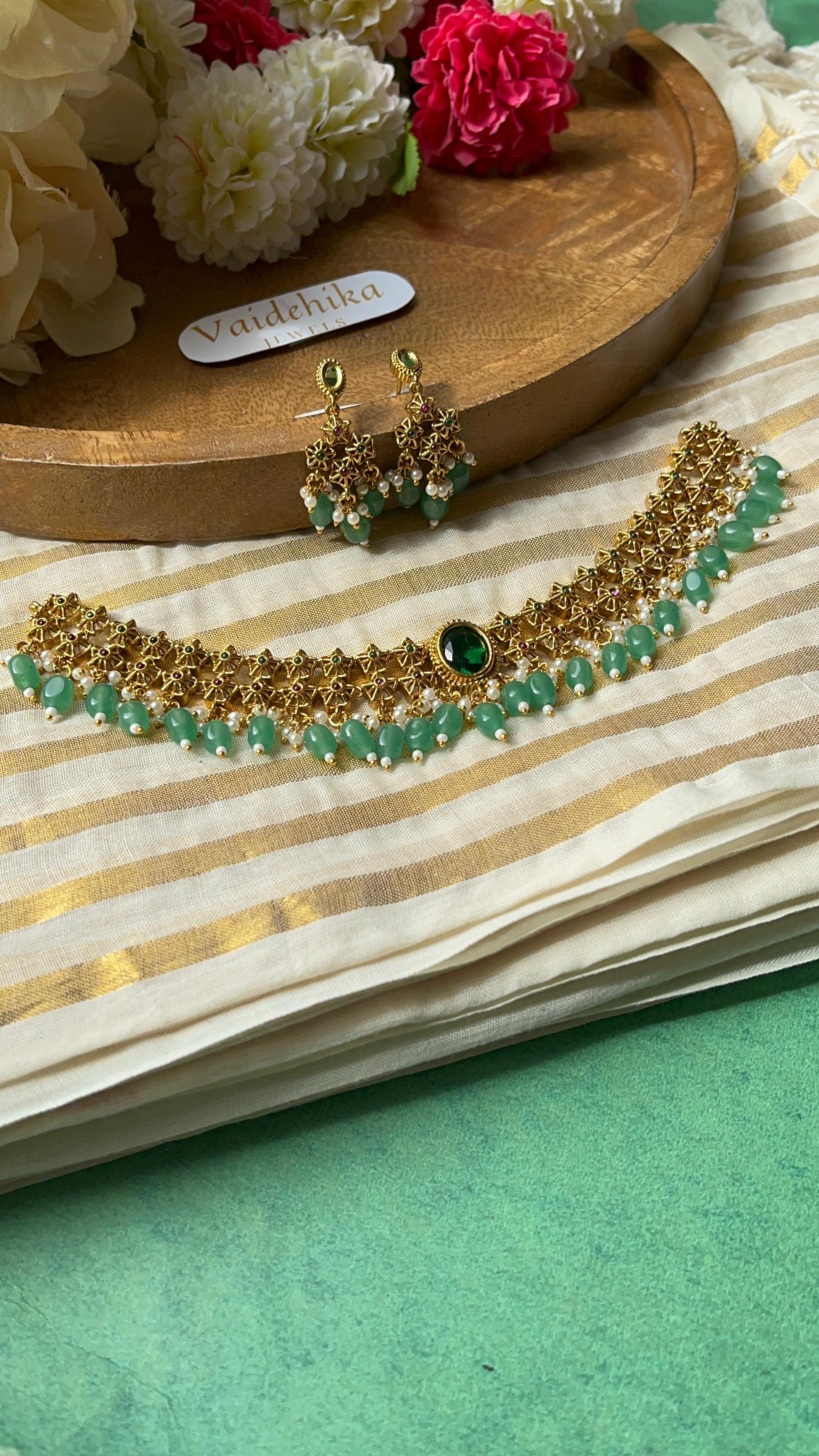 Emerald Blossom Choker-VJC156
