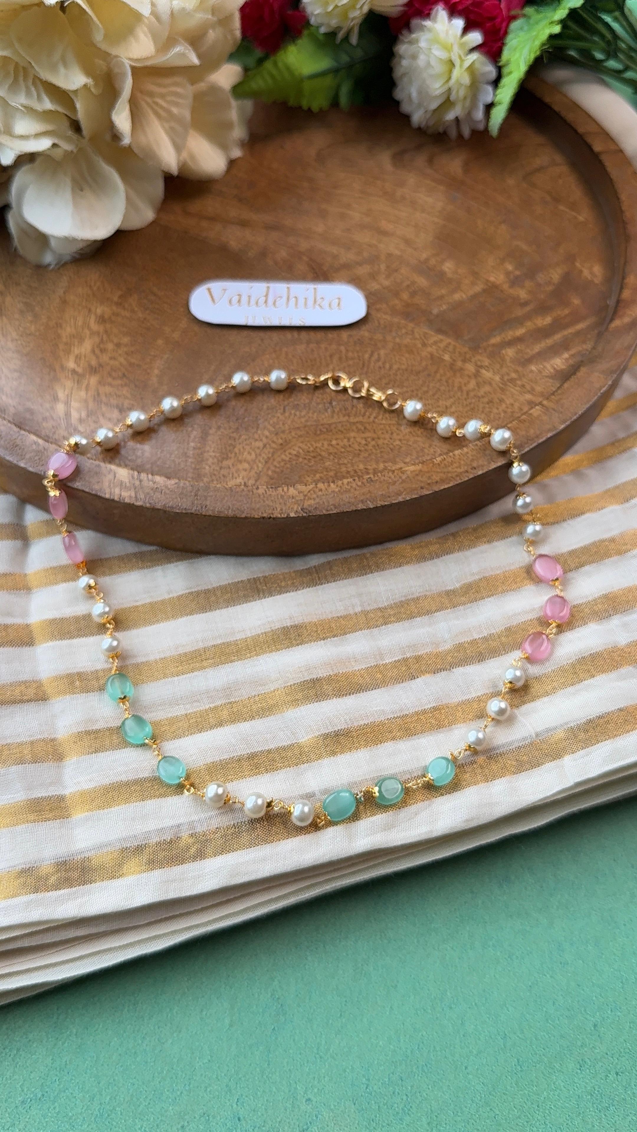 Aqua Rose Necklace-VJN032