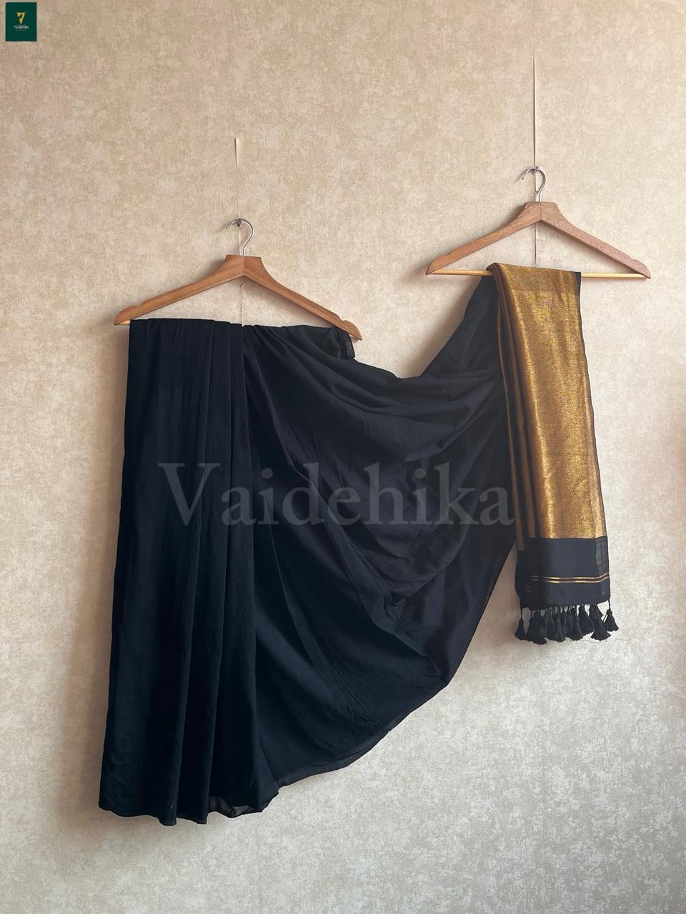 Teal Gold Black Saree Thrift -VT38