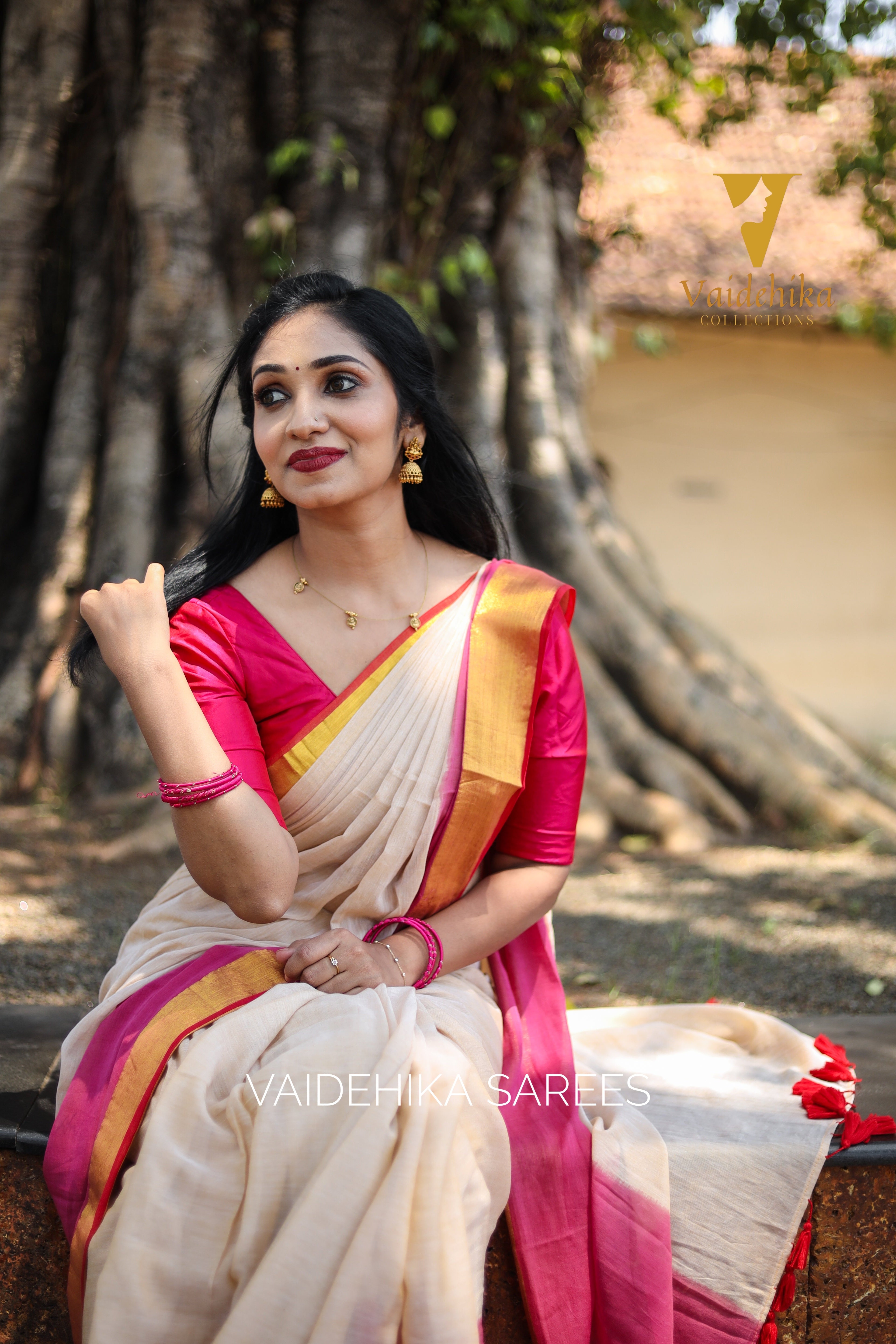 Meghana Pink Saree-VCM075