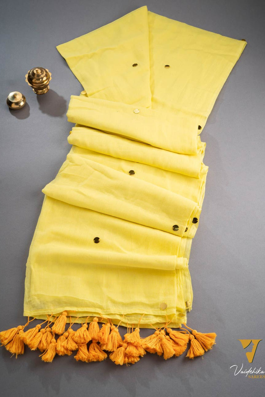Chumak Gini Yellow Saree-VCM060