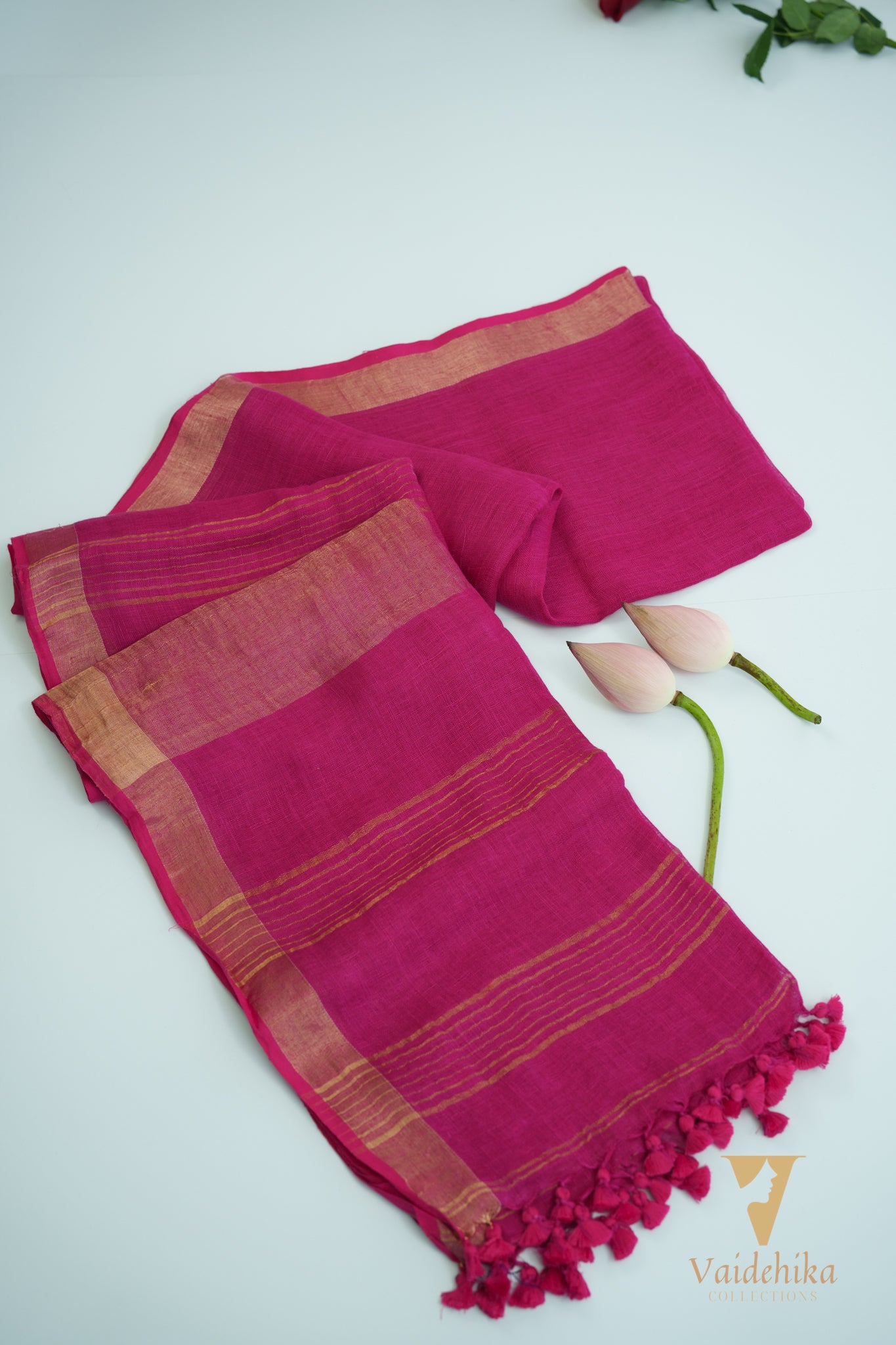 Jayasree Linen pink Saree Thrift-VCL001