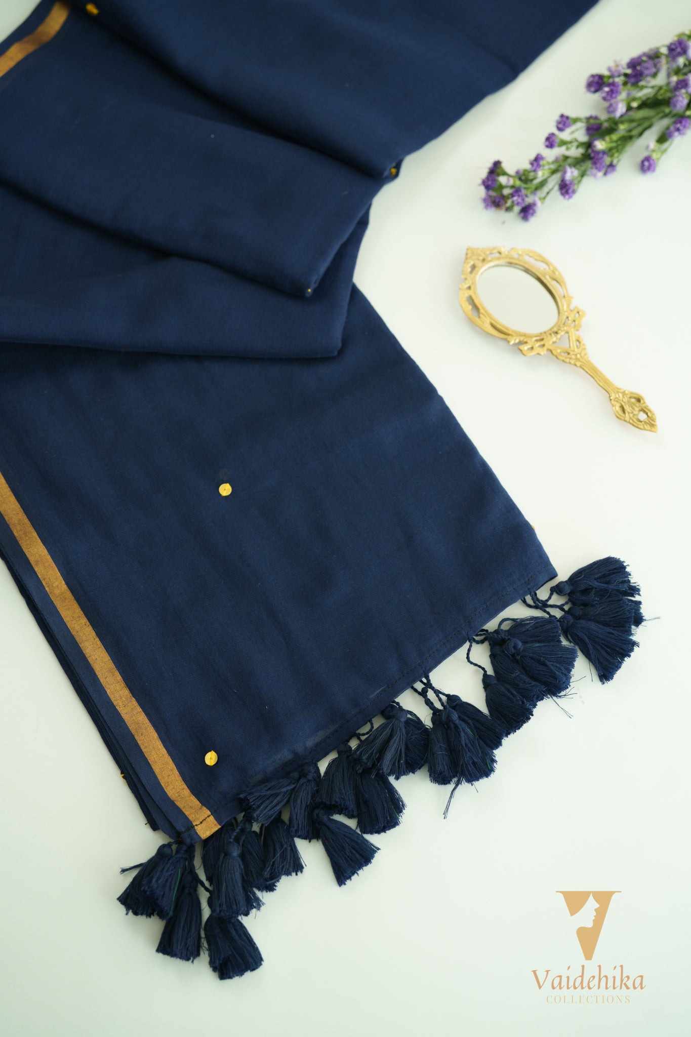 Chumak Gini Blue Saree With Boder - VCM030