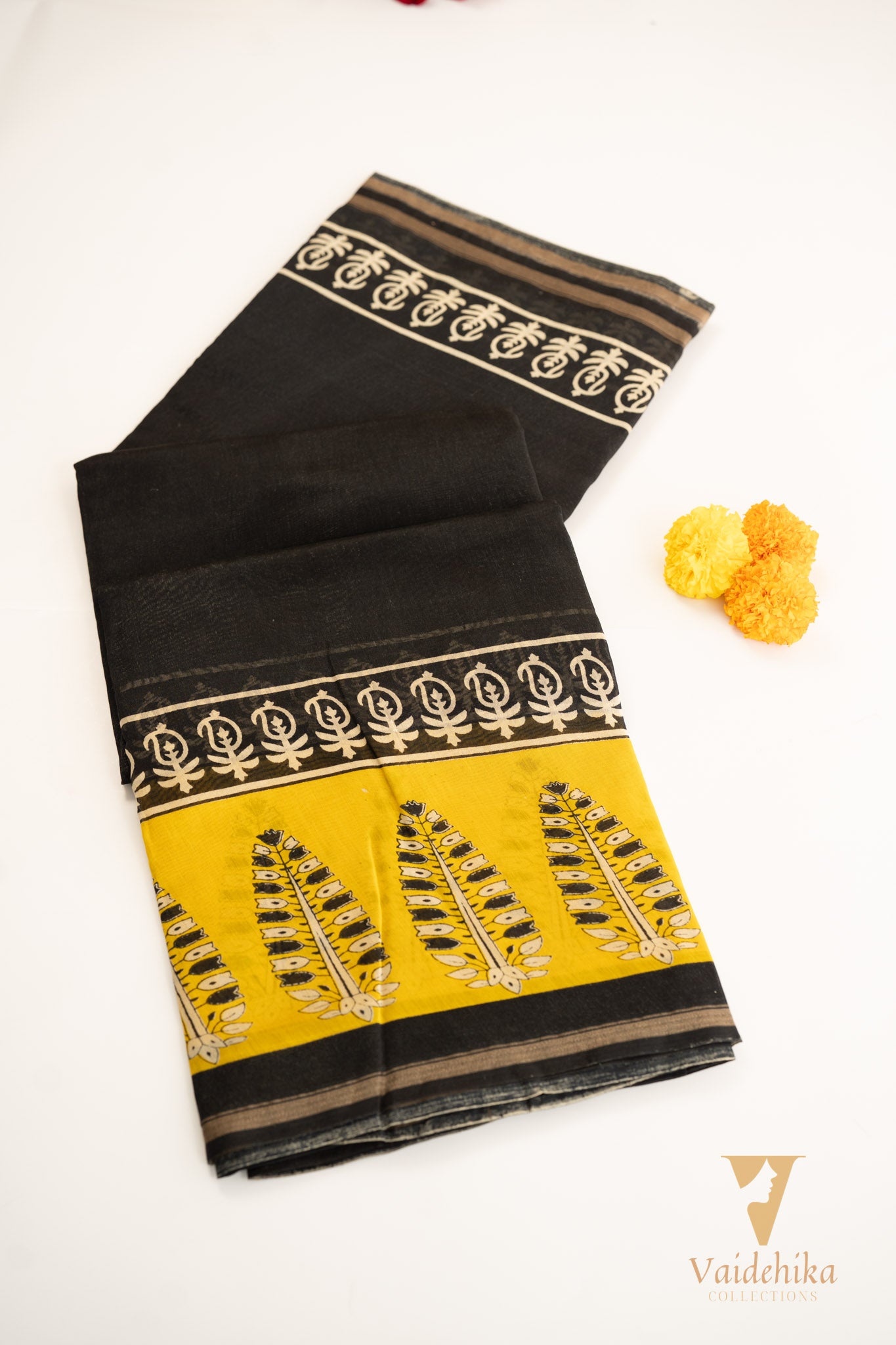 CHANDERI BLACK AND YELLOW