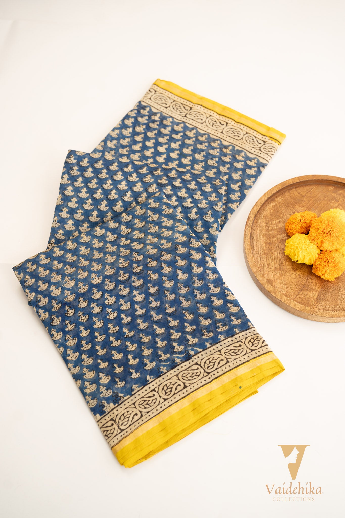 CHANDERI SILK YELLOW SELVEDGE SAREE