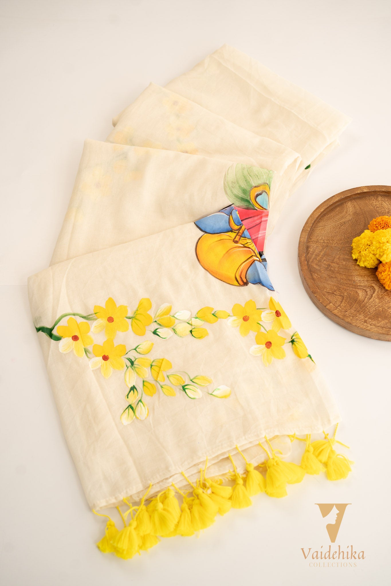 Yellow Krishna Saree-VCM087