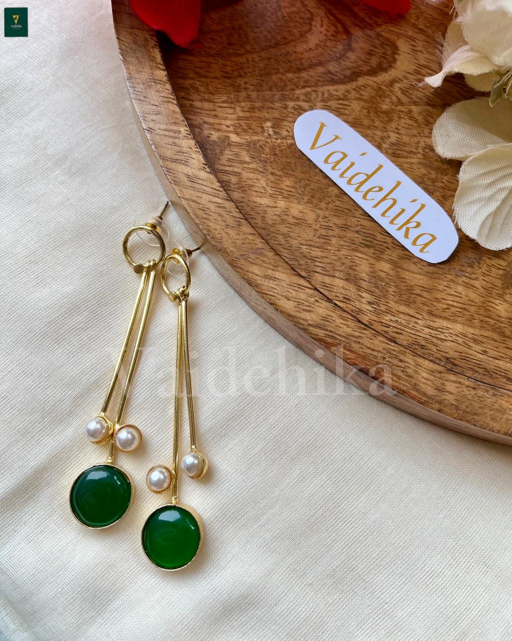 Emerald Pearl Cascade Earrings