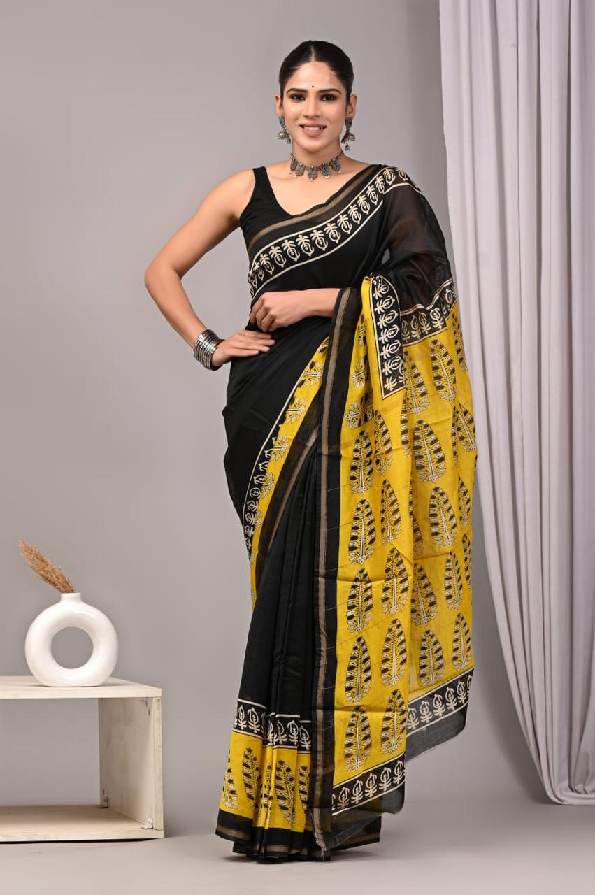 CHANDERI BLACK AND YELLOW