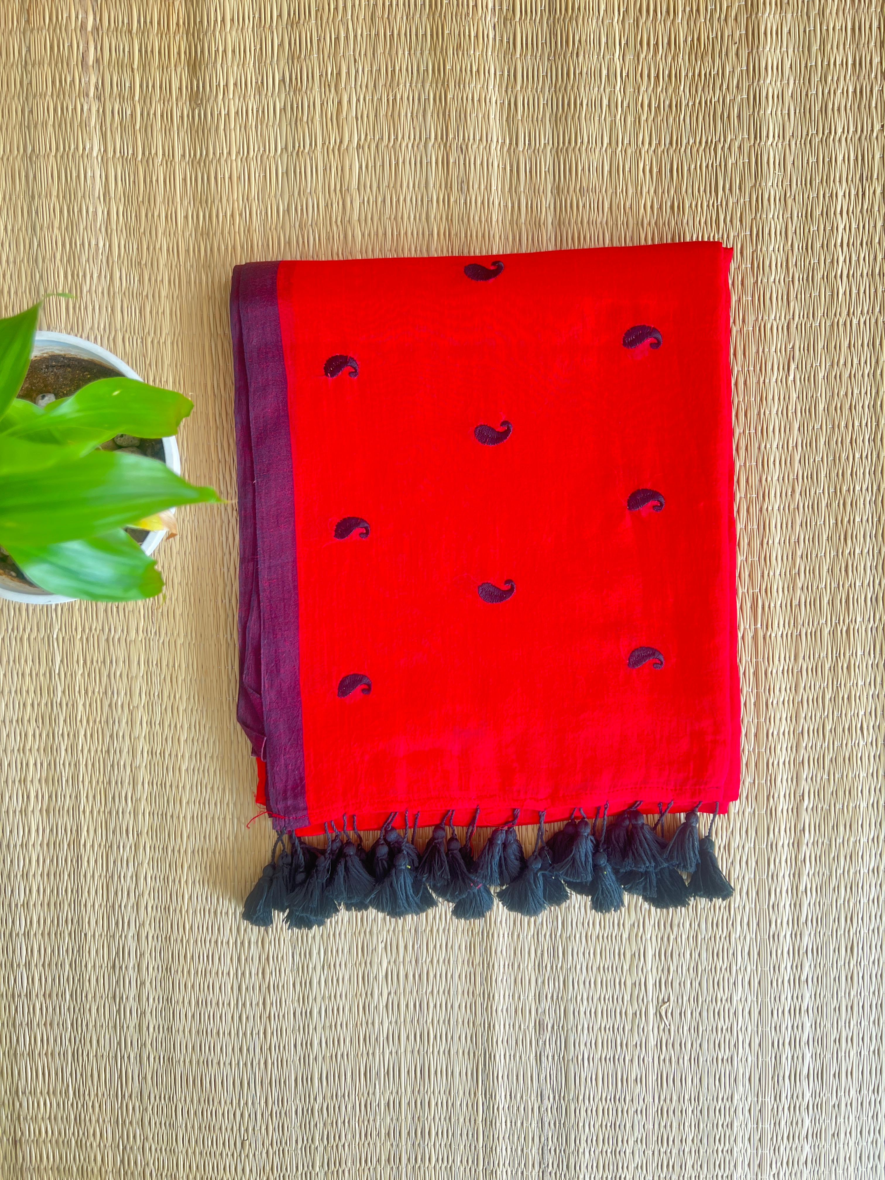 ALPHONSA RED SAREE-VCM101