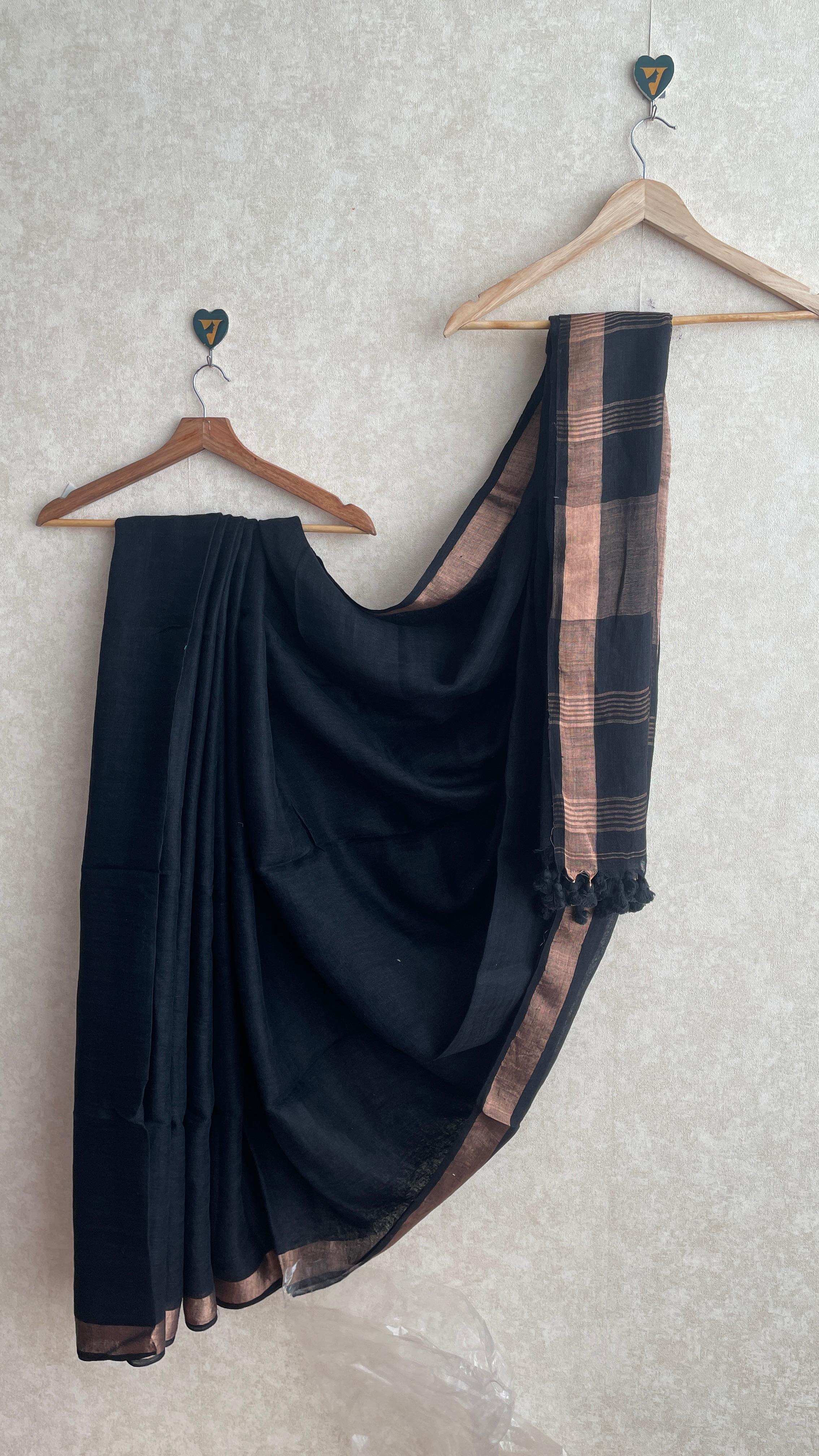 Linen Black Saree-VCL008