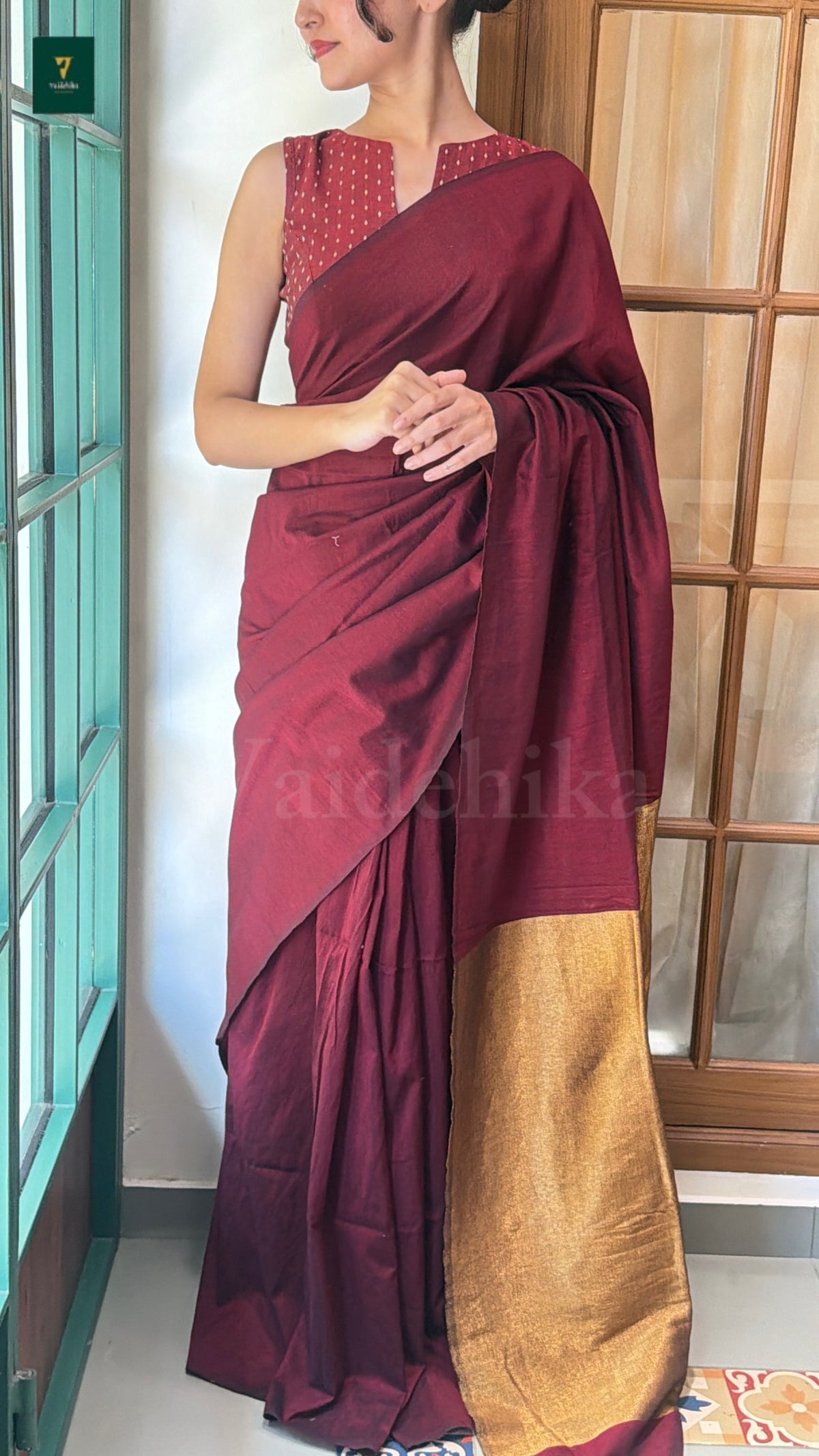Teal Gold Saree-PMCTG001
