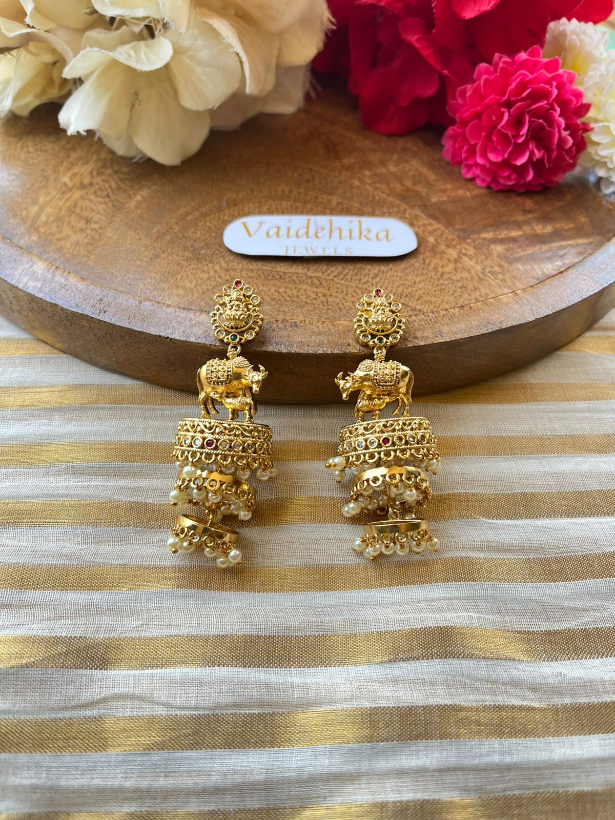 Gaja Lakshmi Temple Jhumka-VJJ012