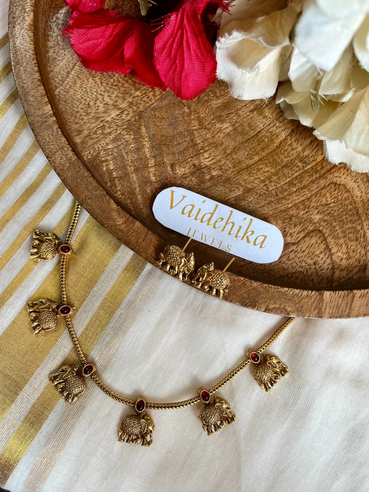 Stone Hathi Necklace-VJN102