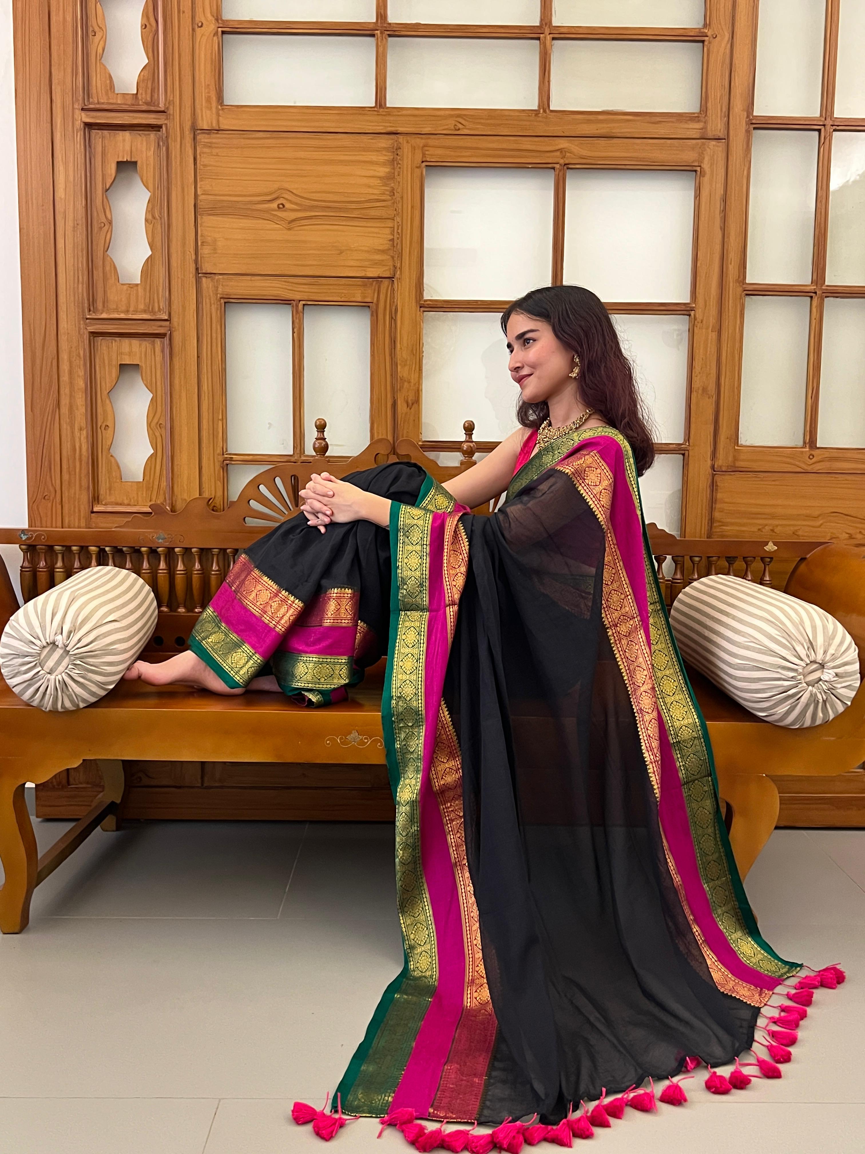 KANCHI SAREE WITH HEAVY TEMPLE NECKLACE- VSJ008