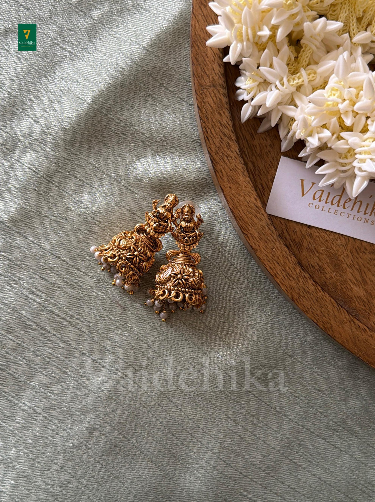 Floral Antique Gold Jumka-VJO09