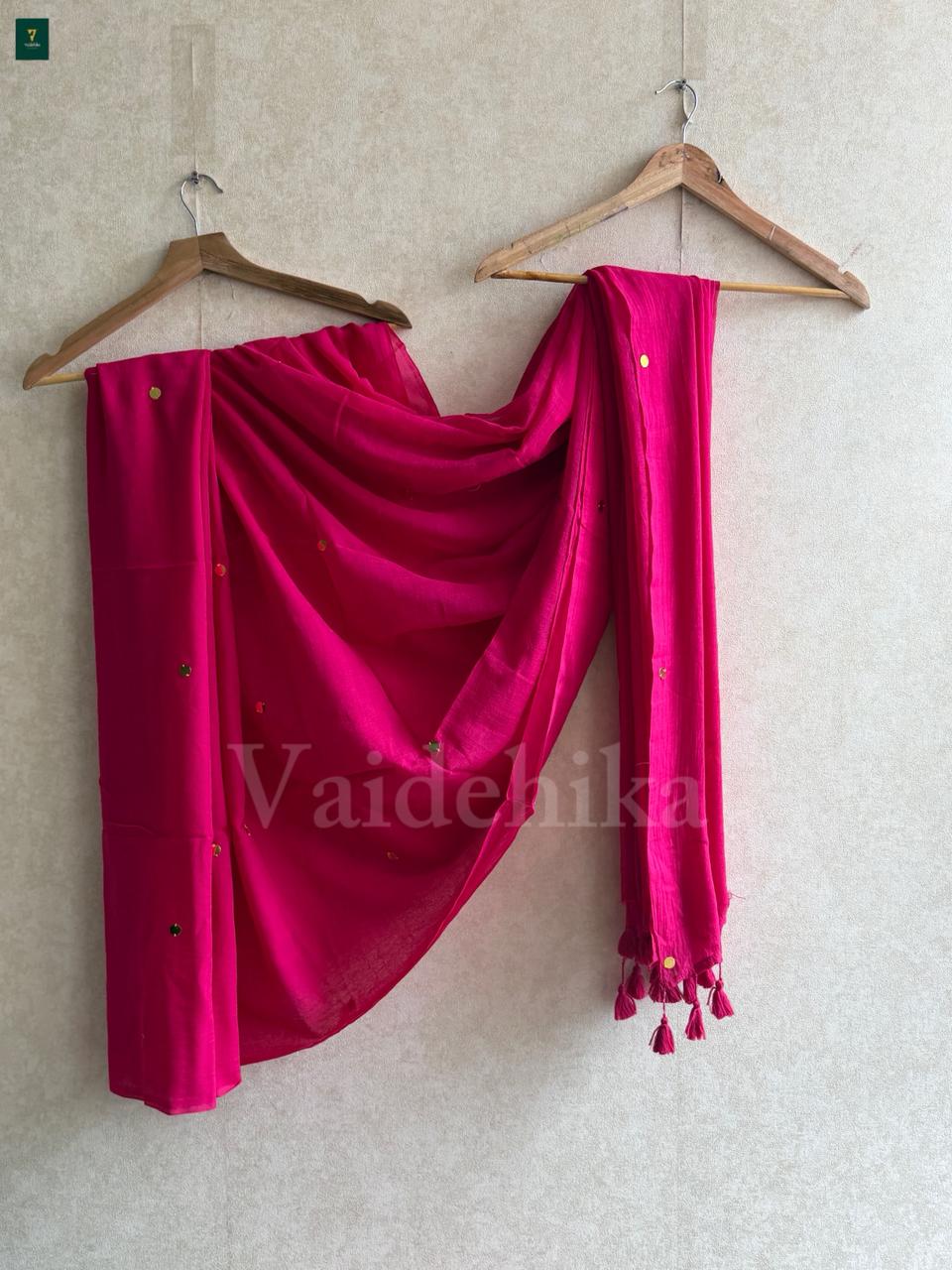 Chumak Gini Rani Pink Saree-PMCSQRP1