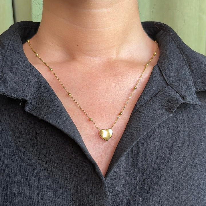 Golden Heart Necklace-VJAT018