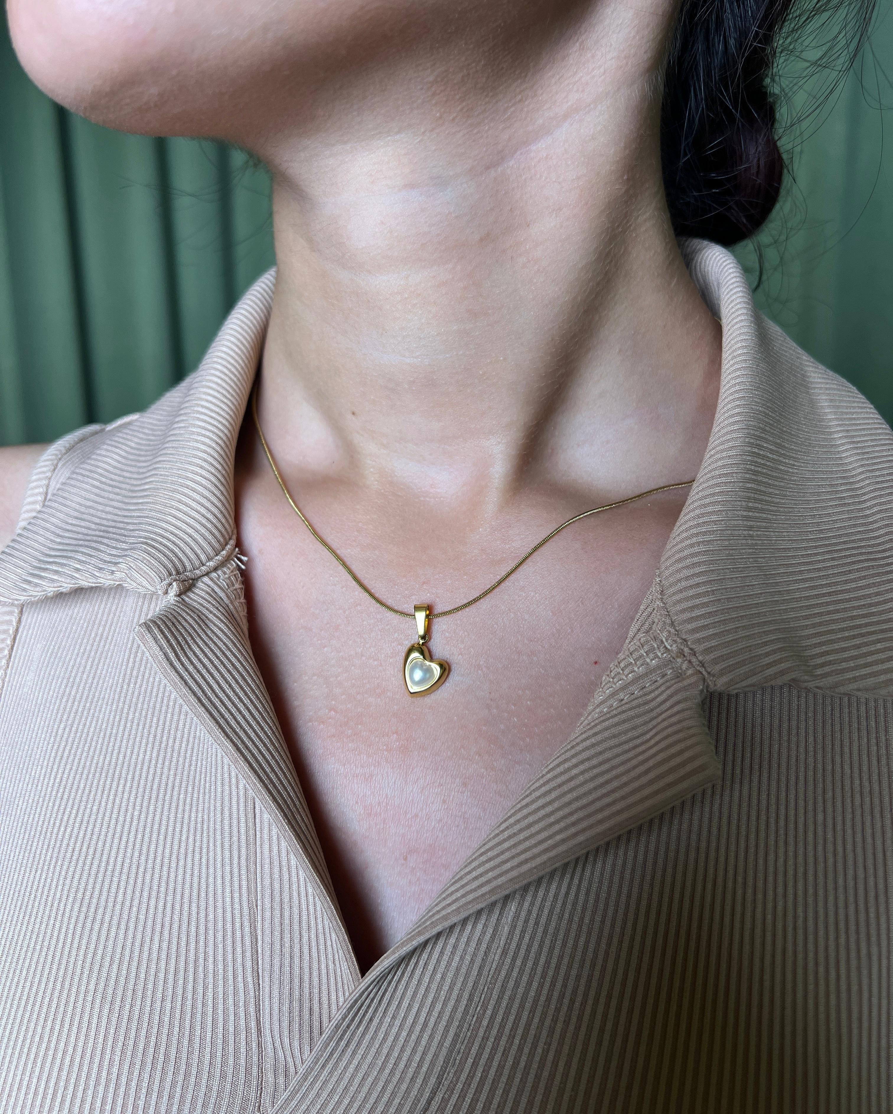 Pearl Heart Necklace-VJAT026