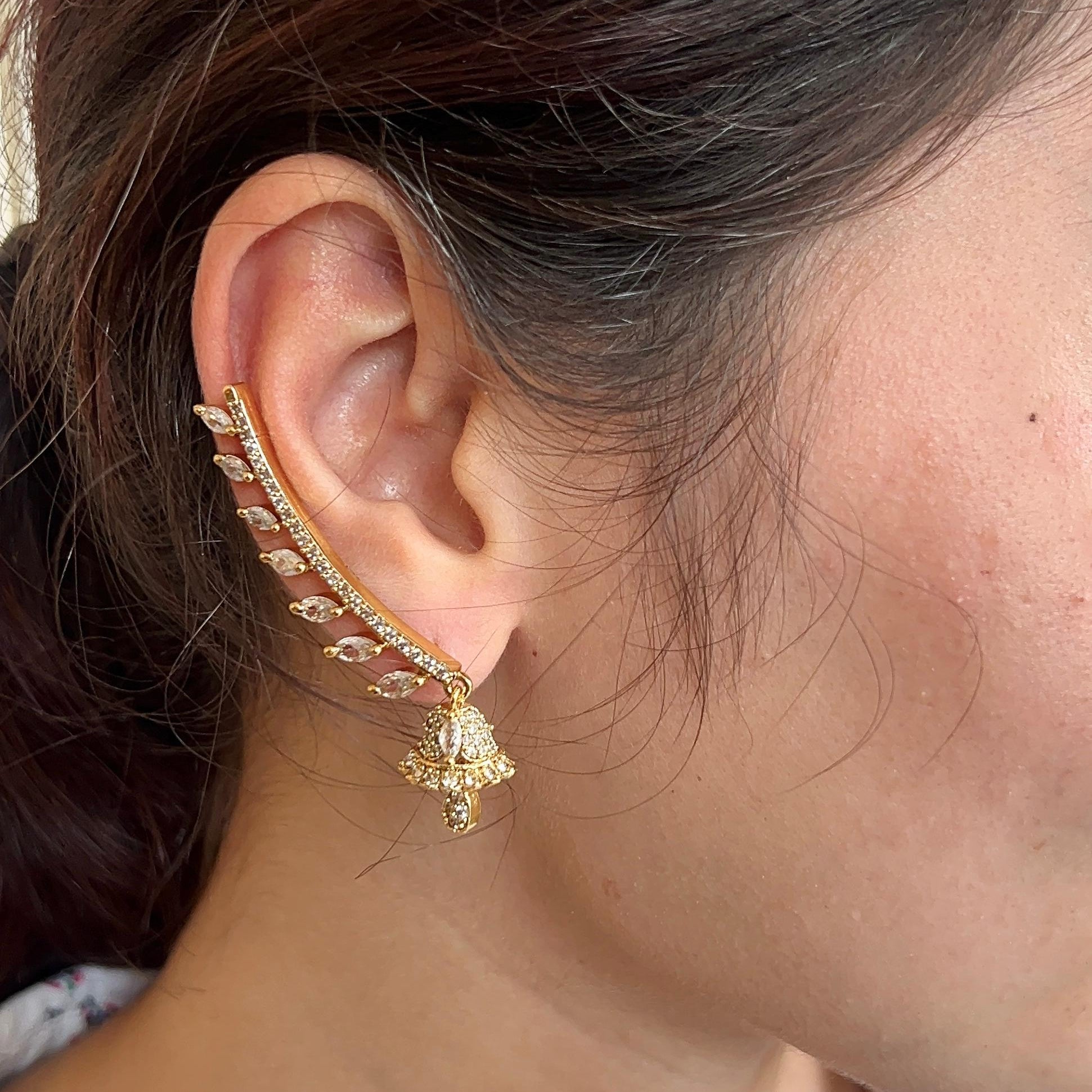 Leaf Jhumka AD Earcuff- VJEC029