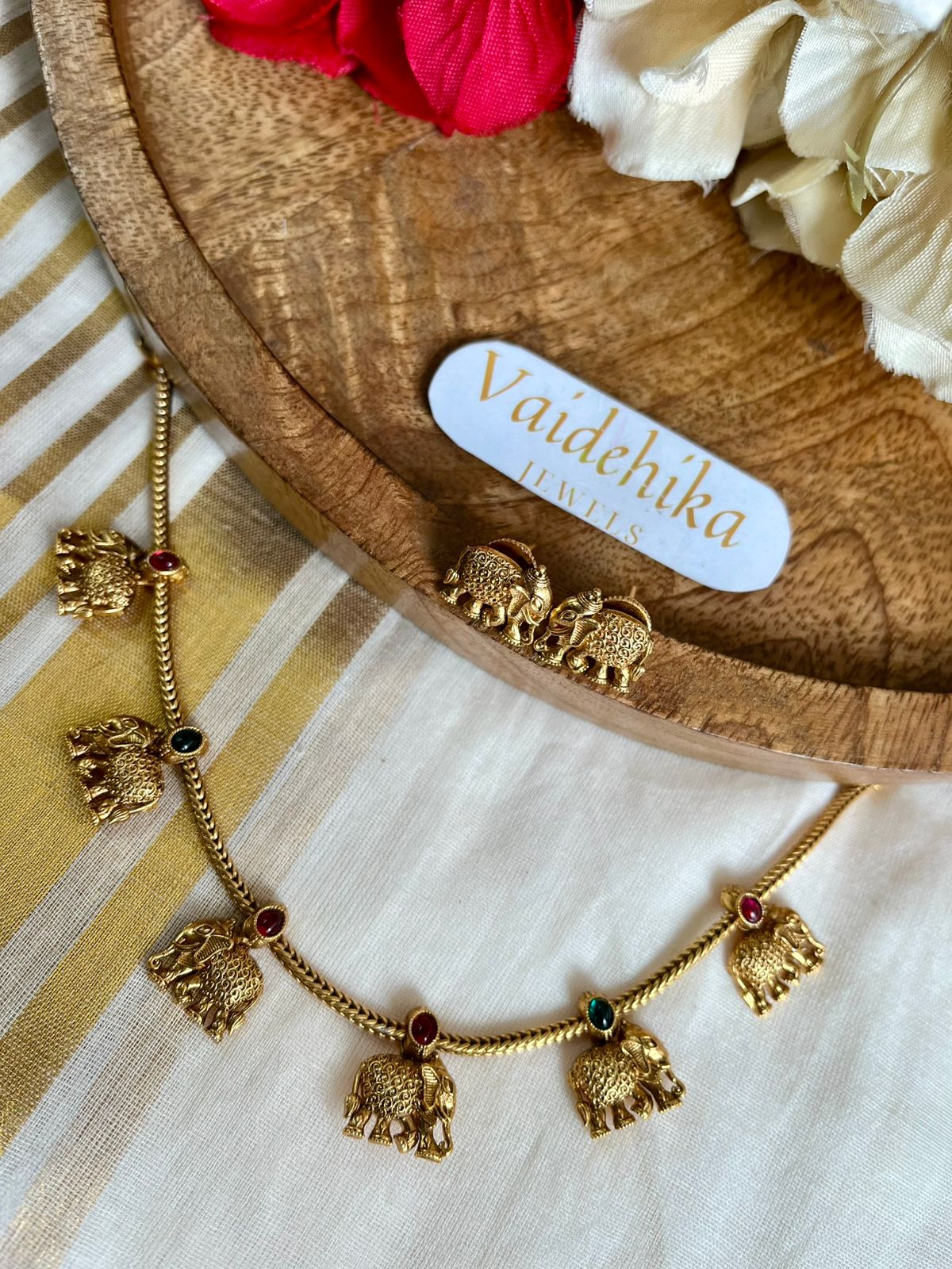 Stone Hathi Necklace-VJN102